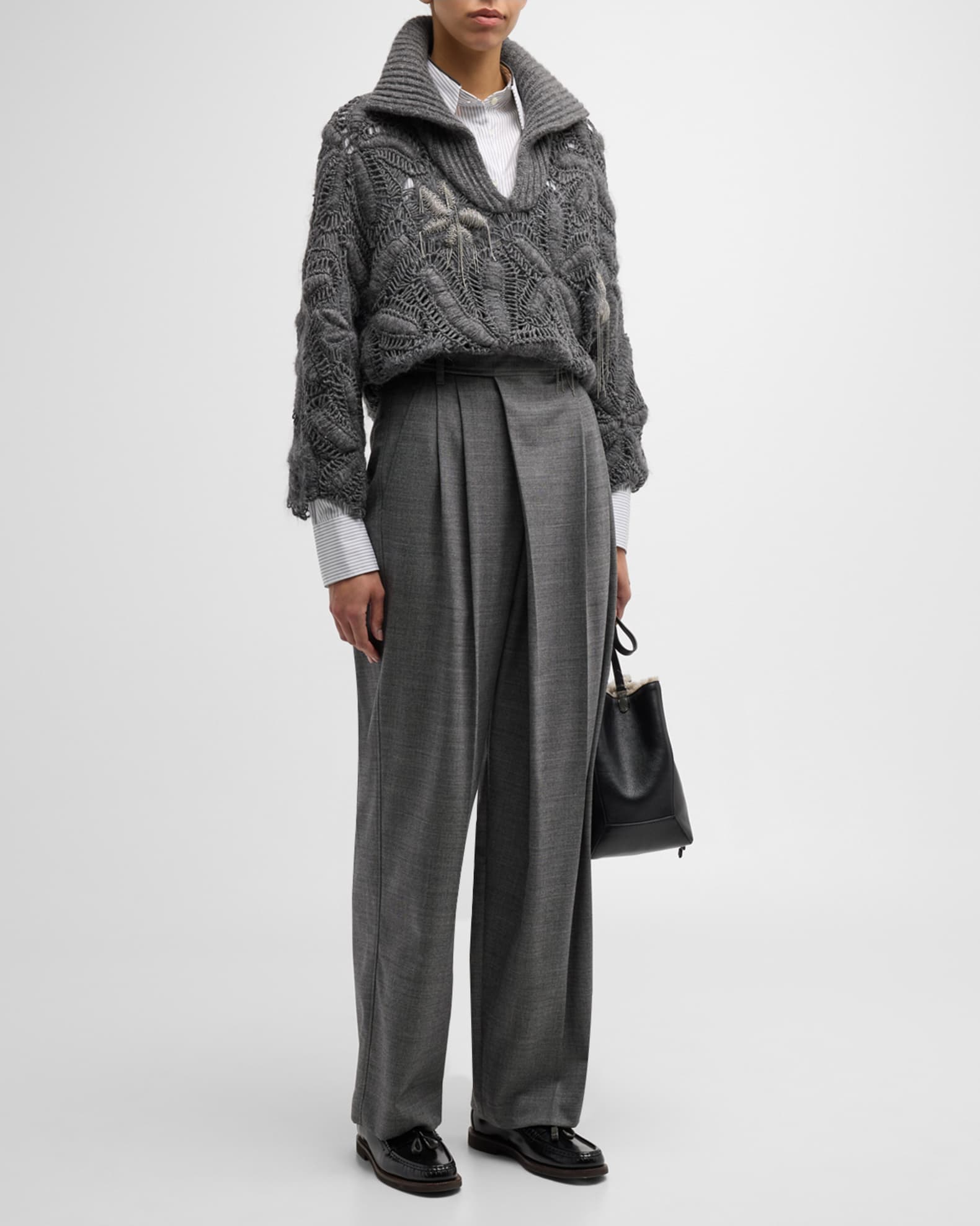 早い者勝ち Brunello Cucinelli Opera Cashmere Floral Crochet Embroidered ニット+セーター