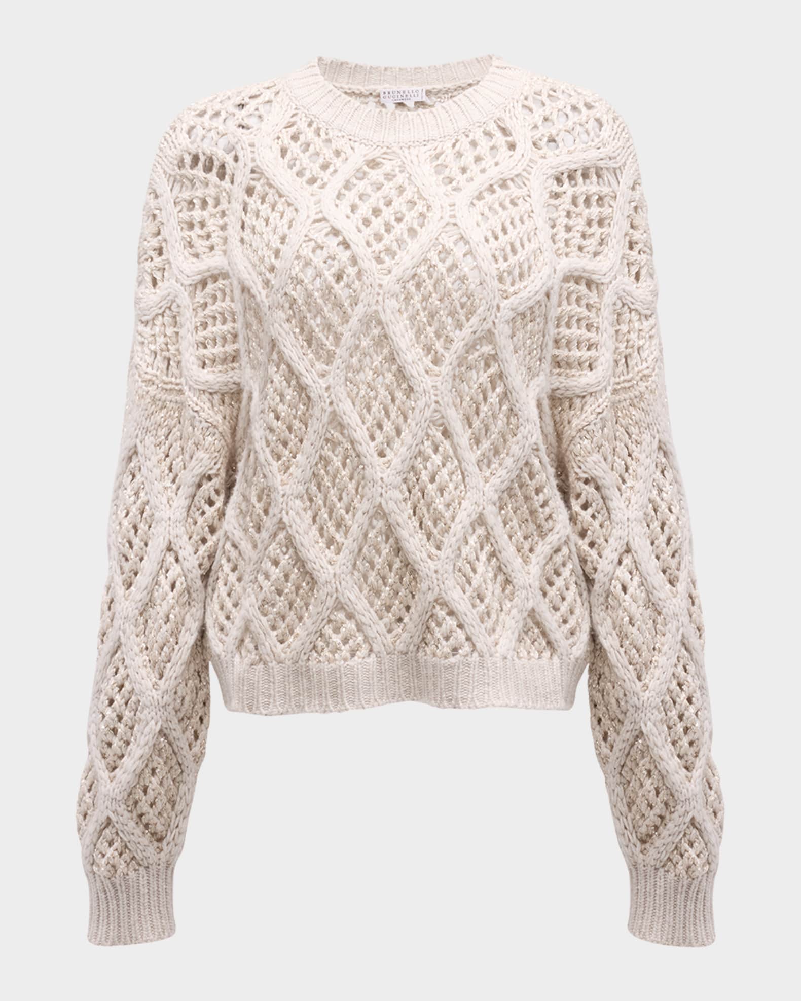 Opera Cashmere Cable Knit Net Sweater