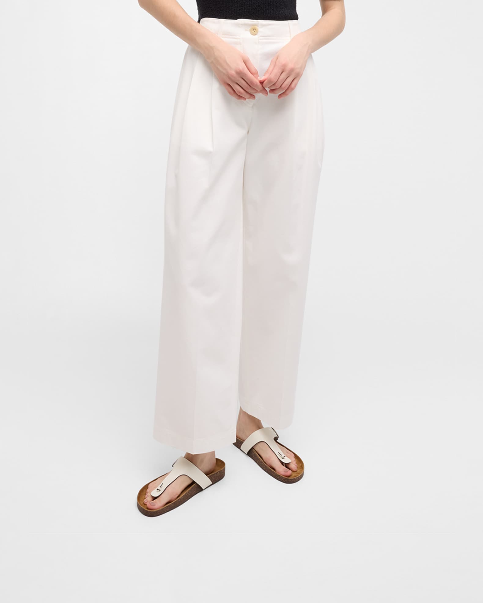 Mellow Leather Buckle Thong Sandals 1
