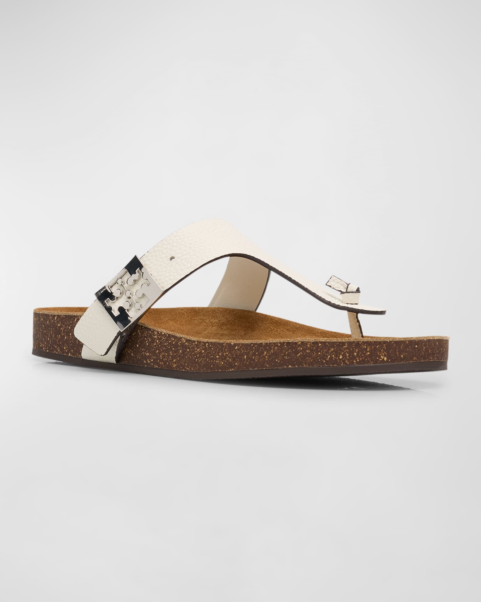 Tory Burch Mellow Leather Buckle Thong Sandals | Neiman Marcus