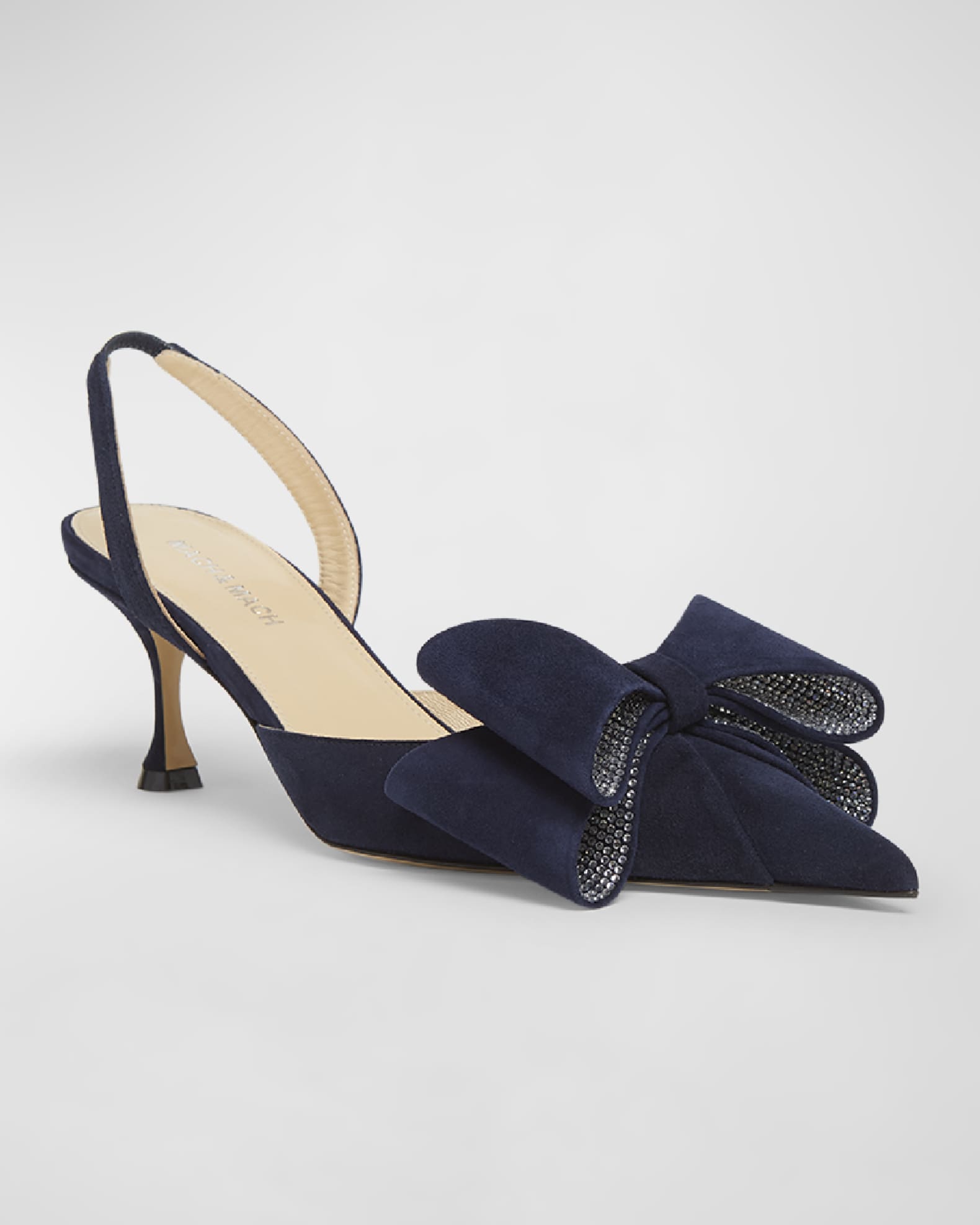 Le Cadeau Suede Crystal Bow Slingback Pumps 1