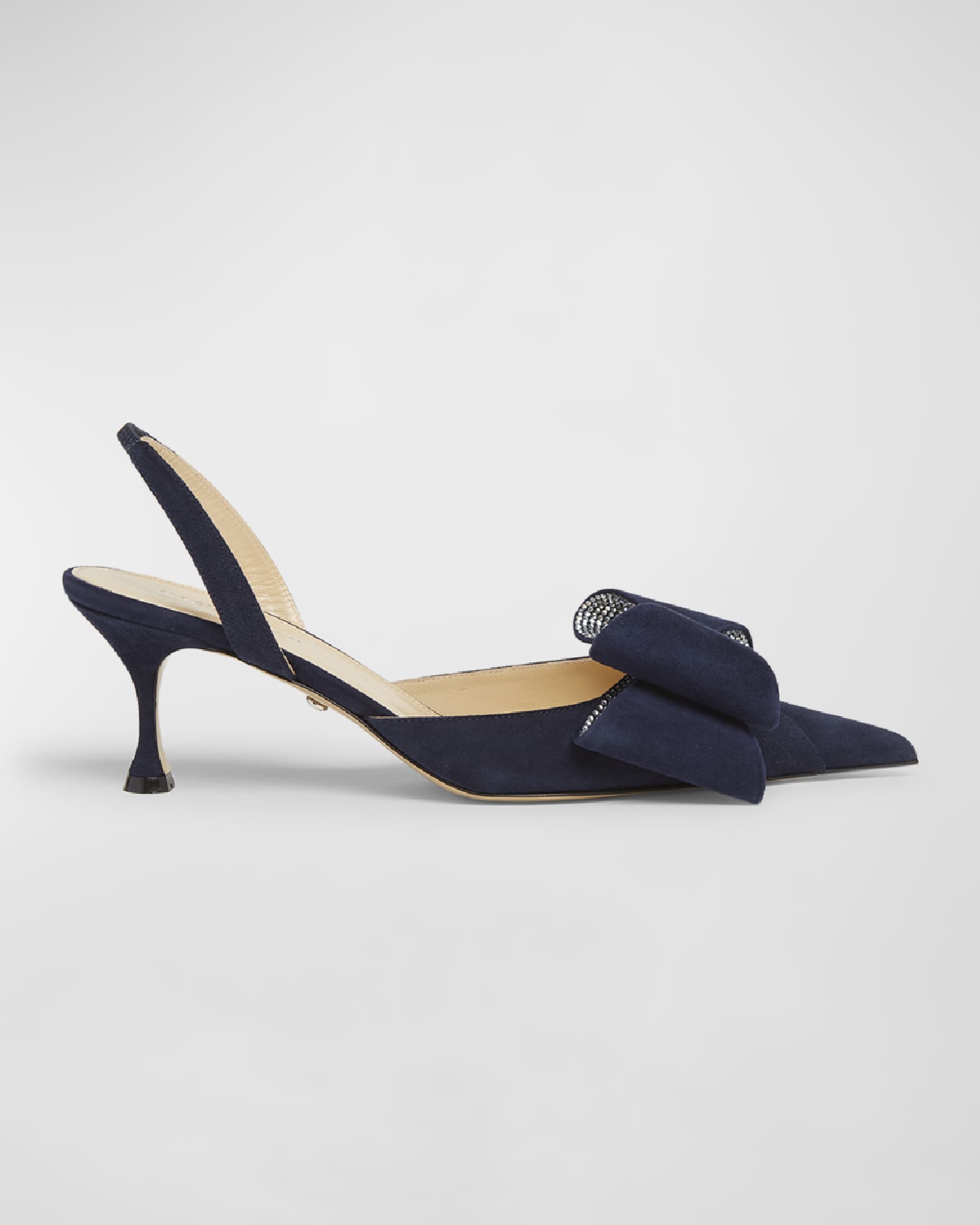 Le Cadeau Suede Crystal Bow Slingback Pumps 0