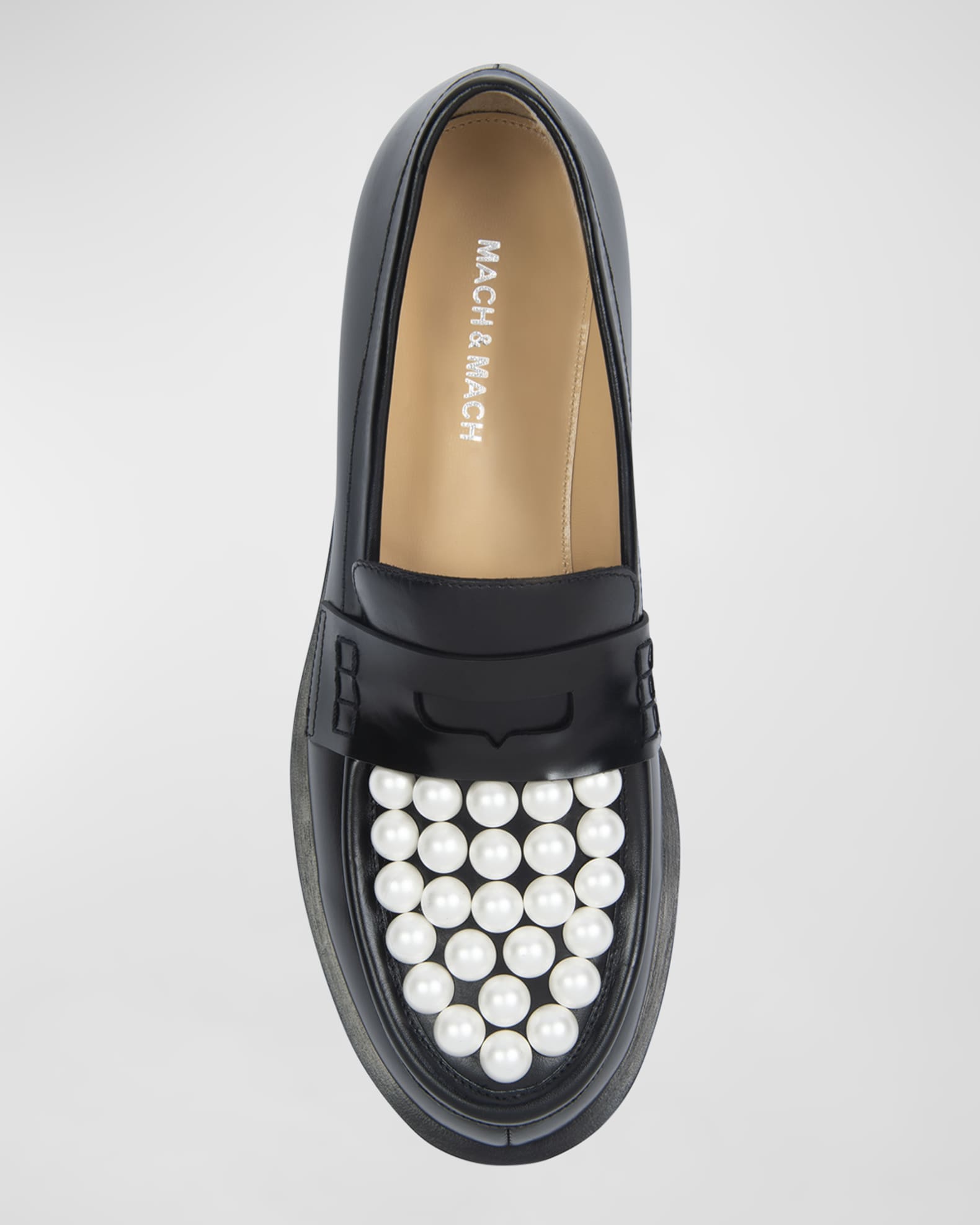 MACH & MACH Sirene Pearly Stud Penny Loafers Neiman Marcus