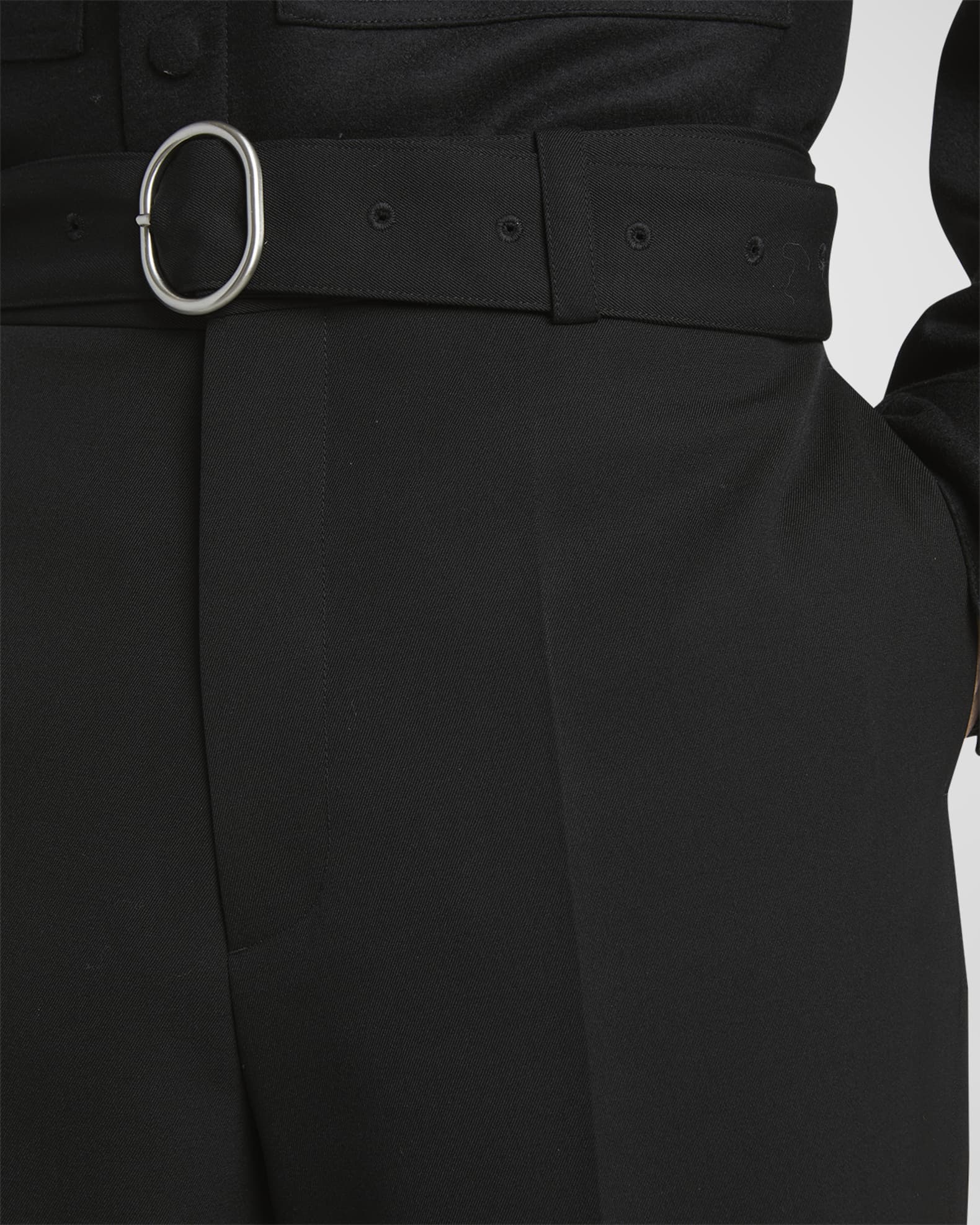 3-D Patch Pocket Relaxed Fit Trousers in Black