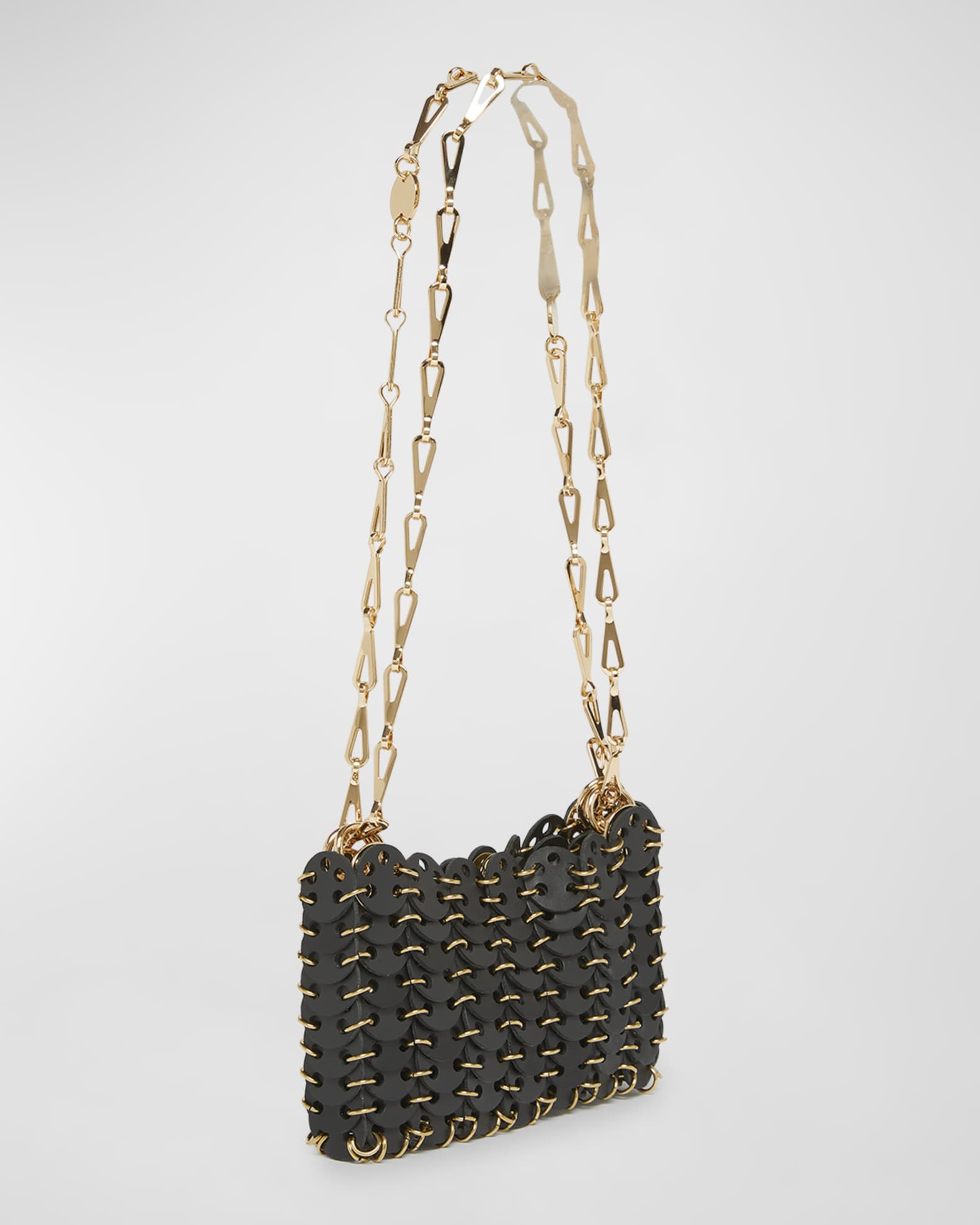 Rabanne 1969 Nano Disc Link Leather Shoulder Bag Neiman Marcus