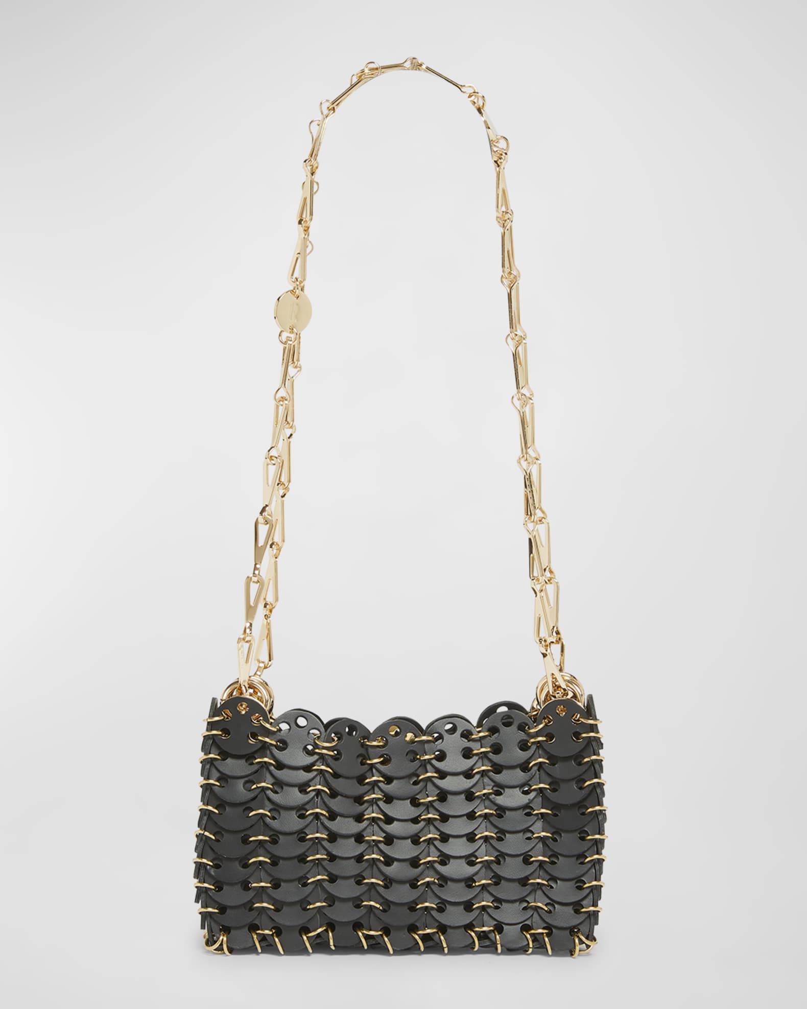 Rabanne 1969 Nano Disc Link Leather Shoulder Bag Neiman Marcus