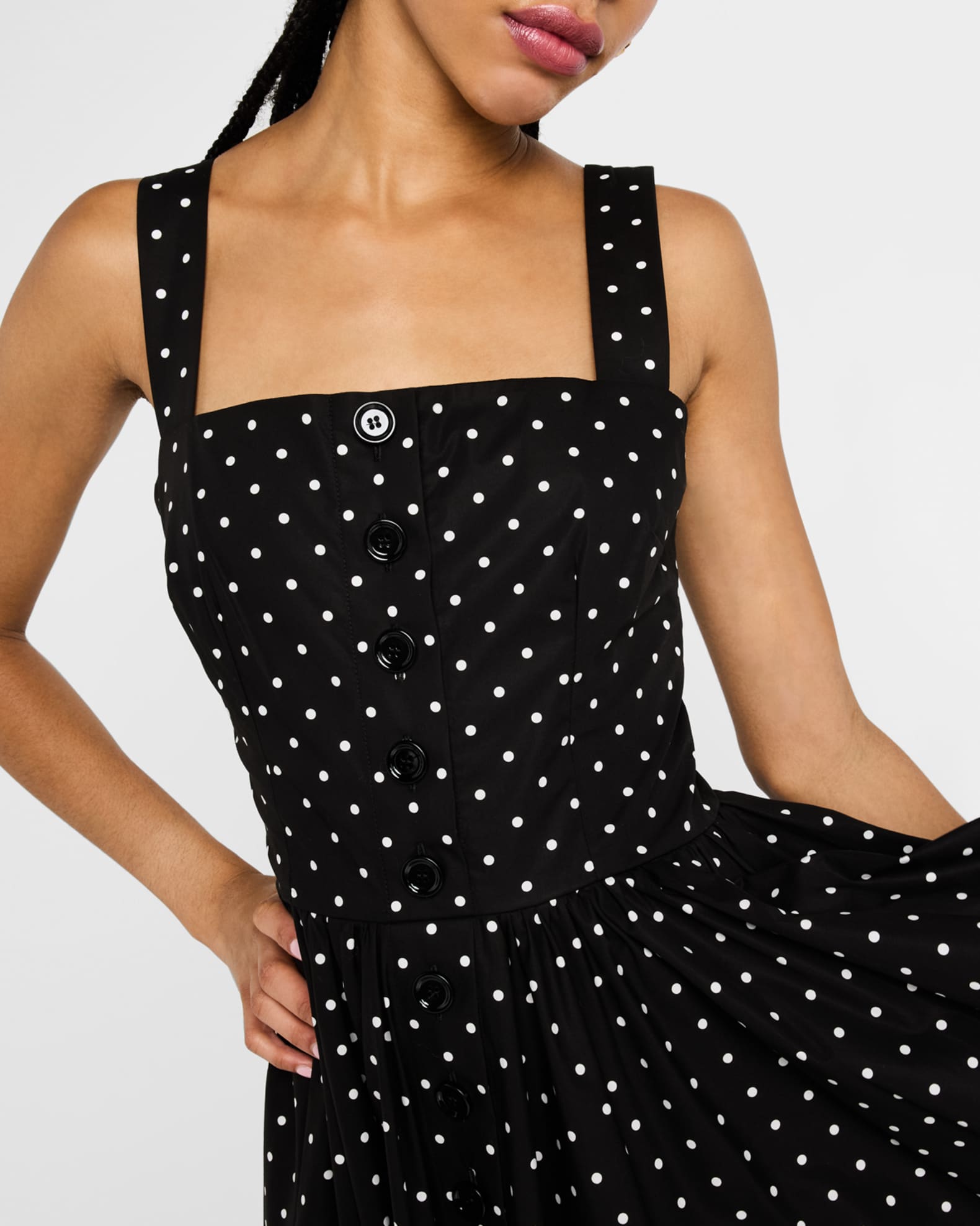 Dolce&Gabbana DG Polka Dot Sleeveless Button-Front Cotton