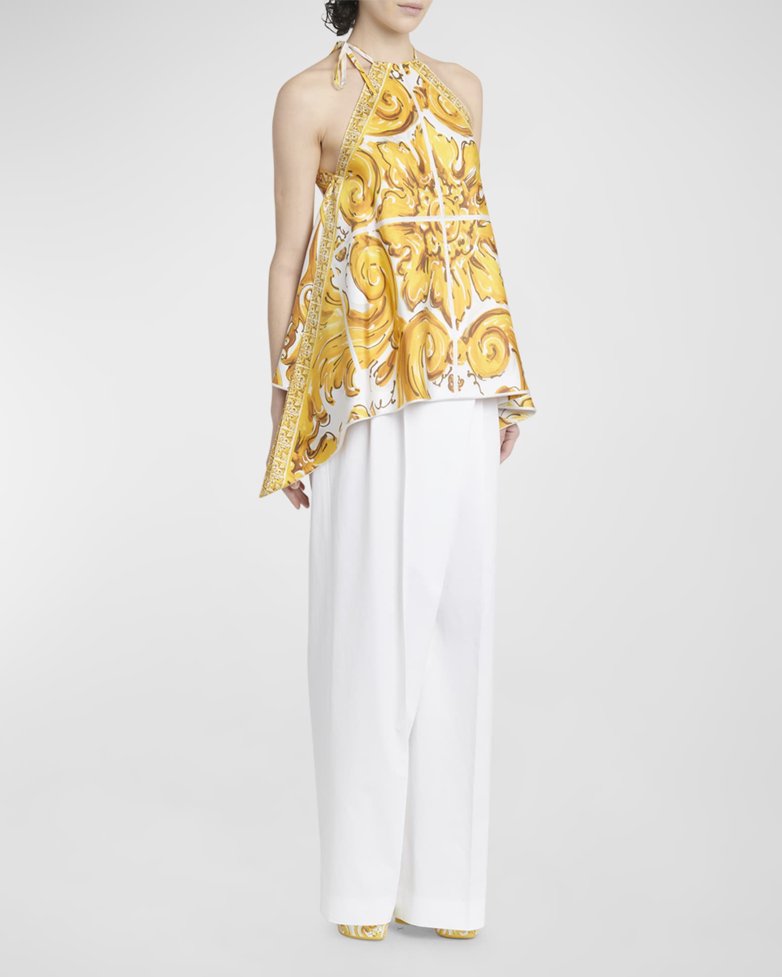 Dolce & Gabbana Silver Brocade Sleeveless Metallic Top main image 0