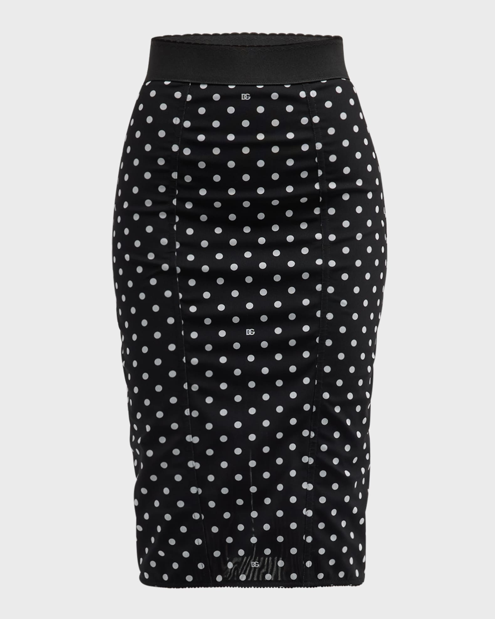 Dolce&Gabbana Logo Polka-Dot Print Marquisette Midi Pencil Skirt