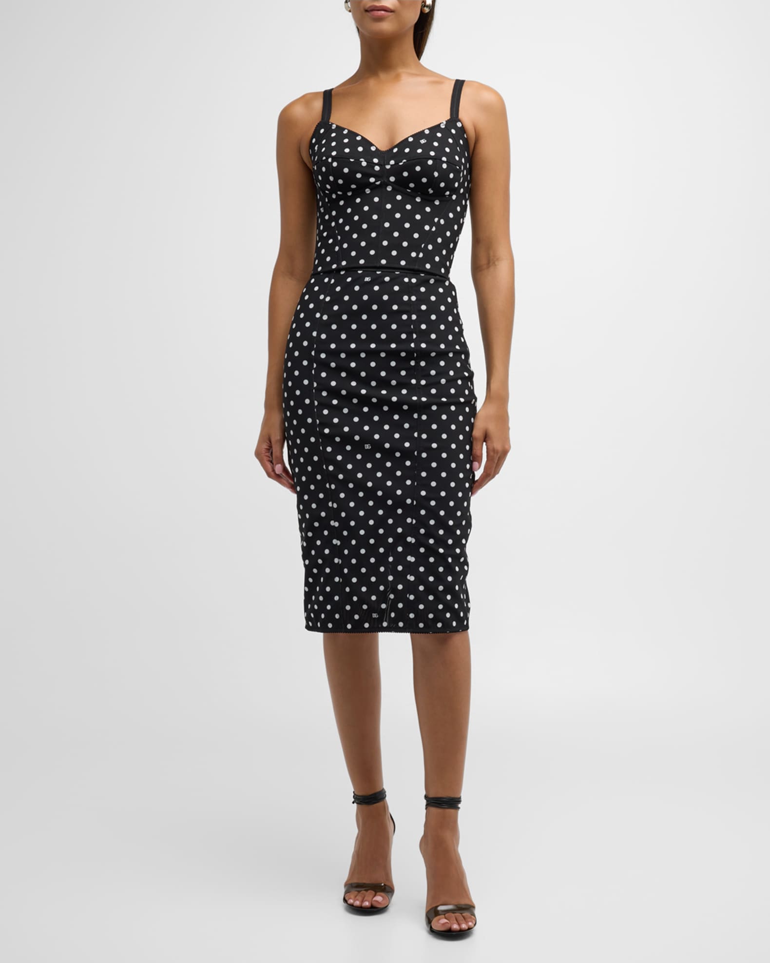 Logo Polka-Dot Print Marquisette Bustier Top 1