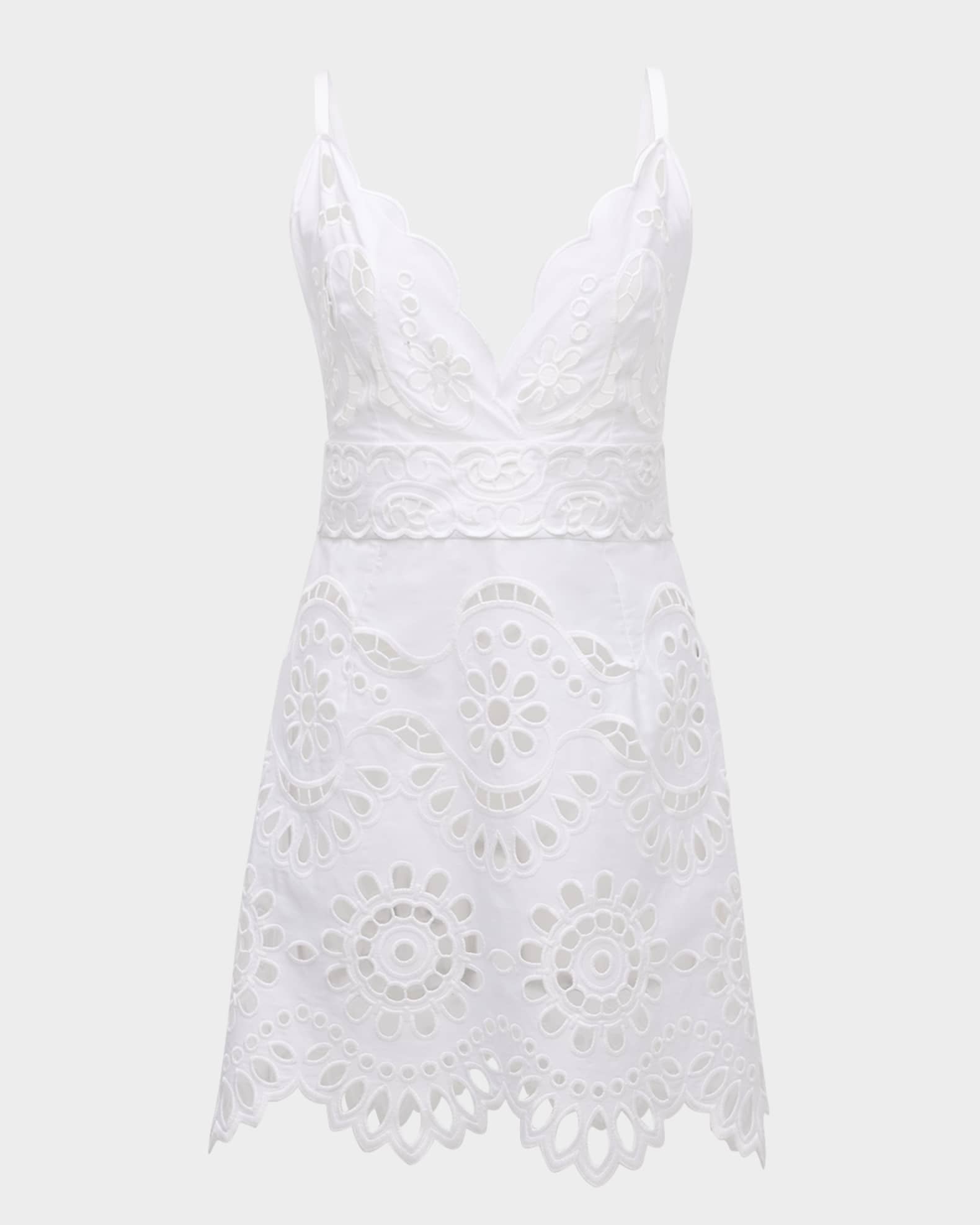 Eyelet Cotton Poplin Sleeveless Mini Dress 0