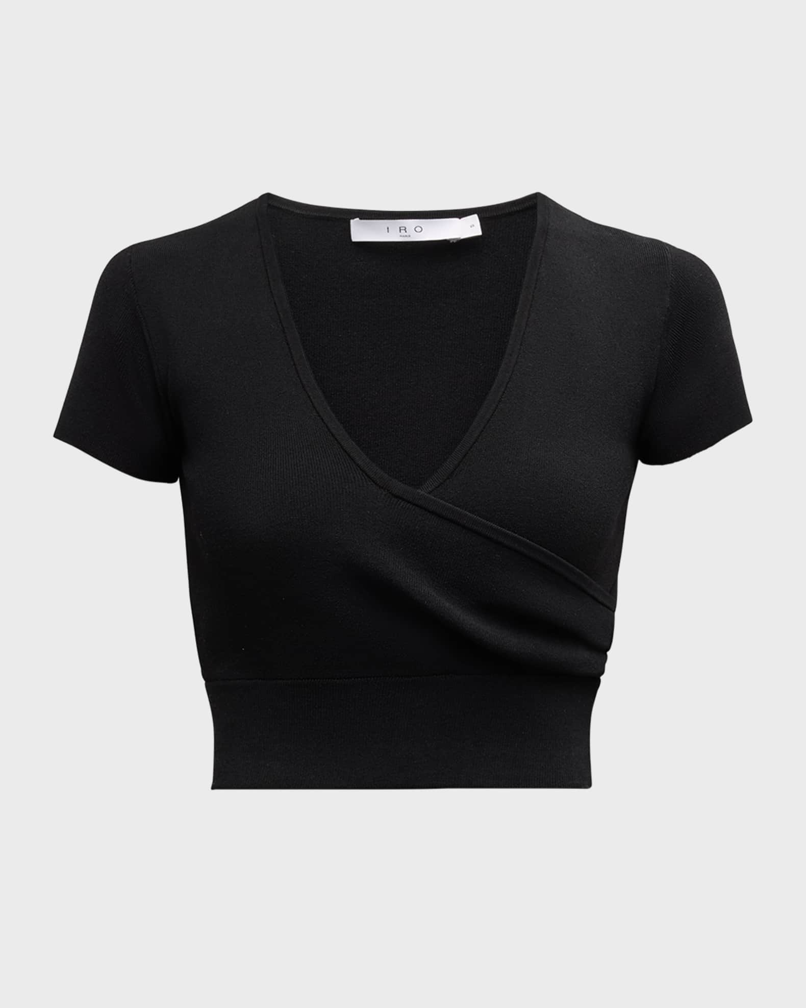 Iro Eloan Faux-Wrap Knit Crop Top