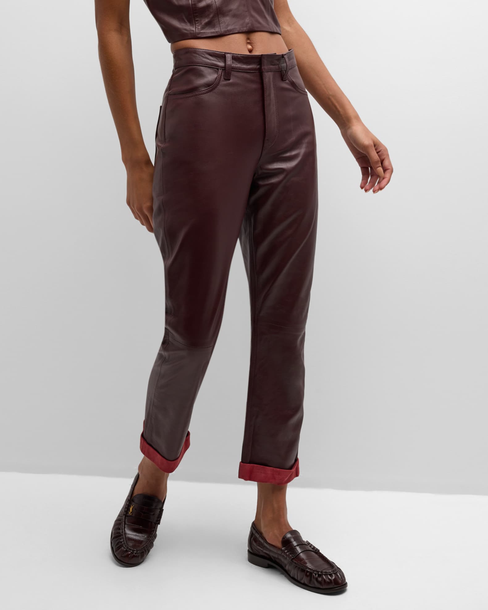 Iro Koiko Cropped Leather Pants | Neiman Marcus