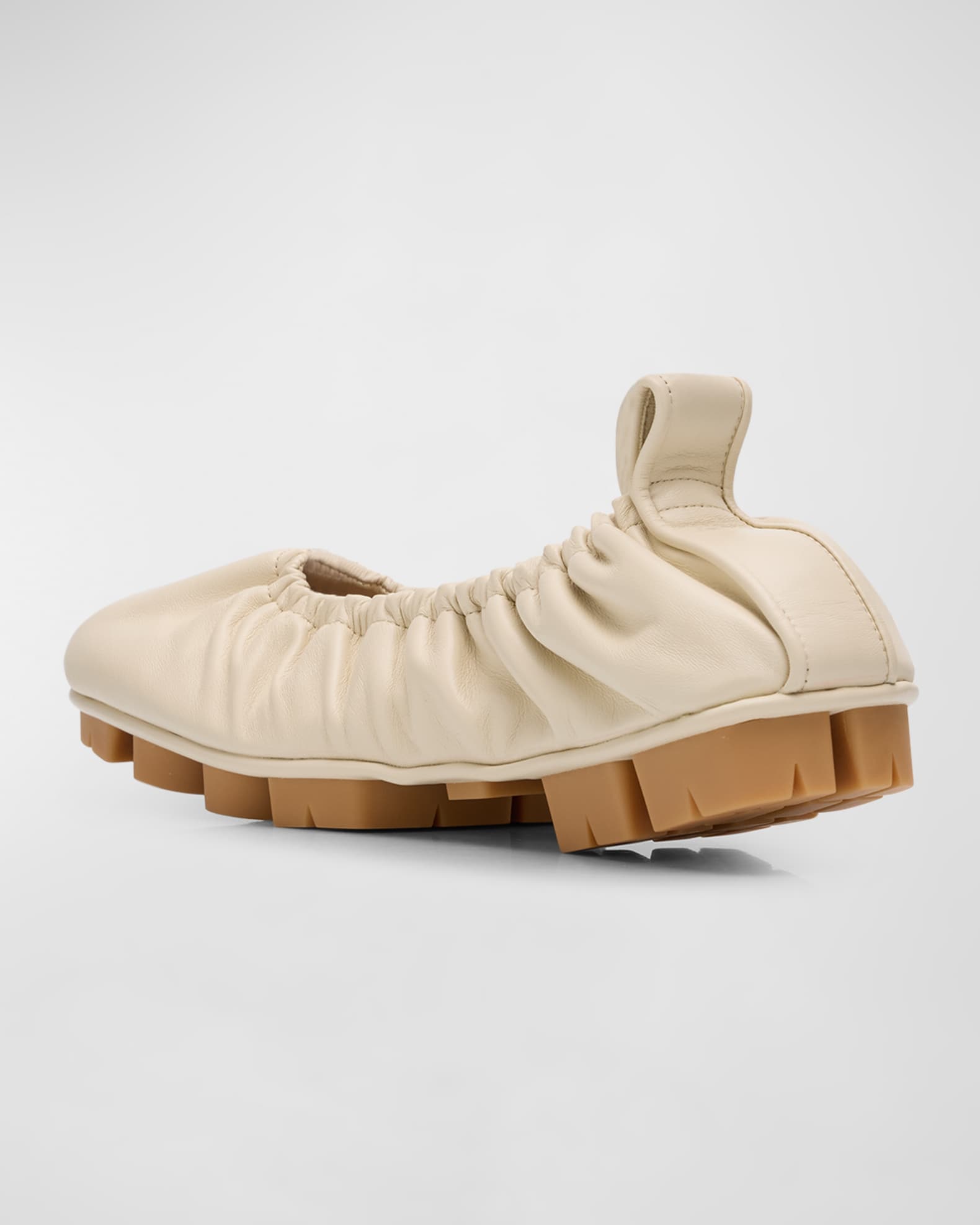 Bottega Veneta Shore Leather Elastic Ballerina Flats | Neiman Marcus