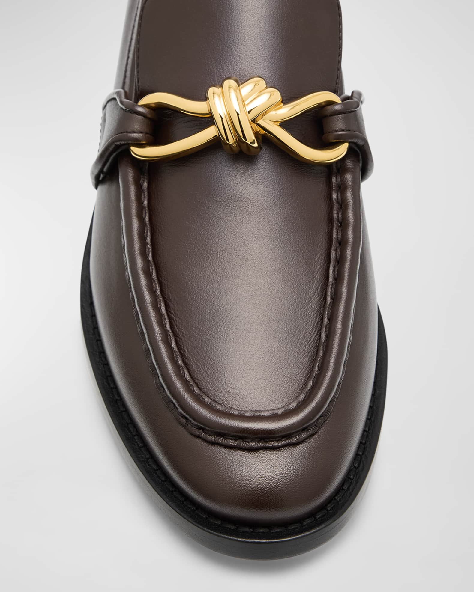 Bottega Veneta Astaire Metallic Knot Leather Loafers