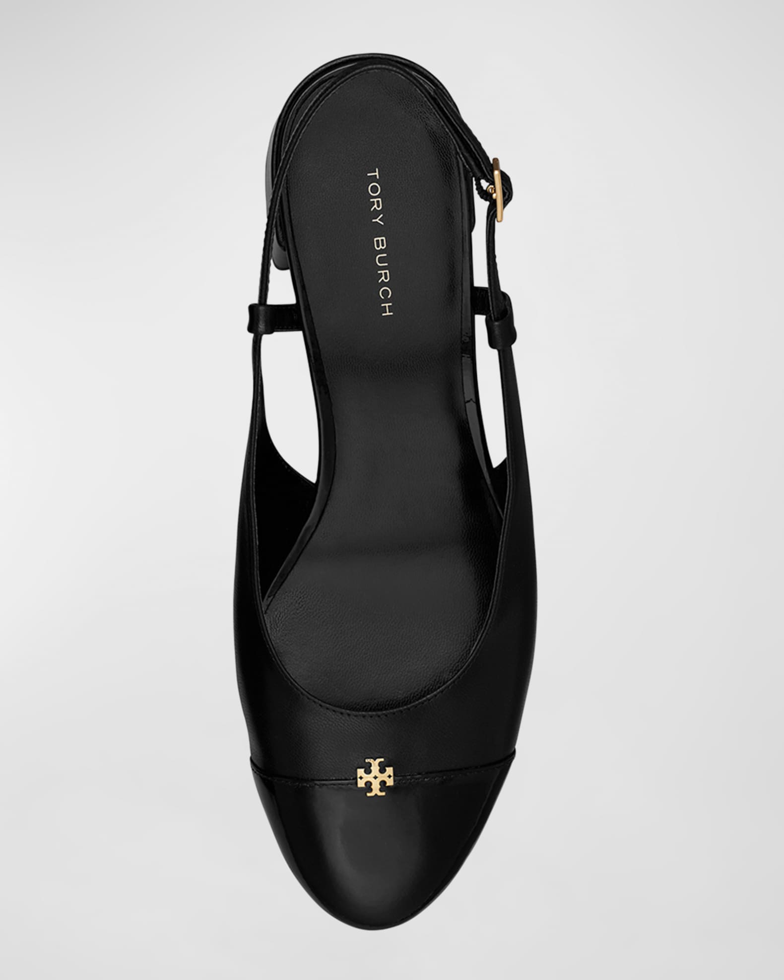 Tory Burch Women s Cap Toe Slingback Pumps Black Size 8 Perfect Black