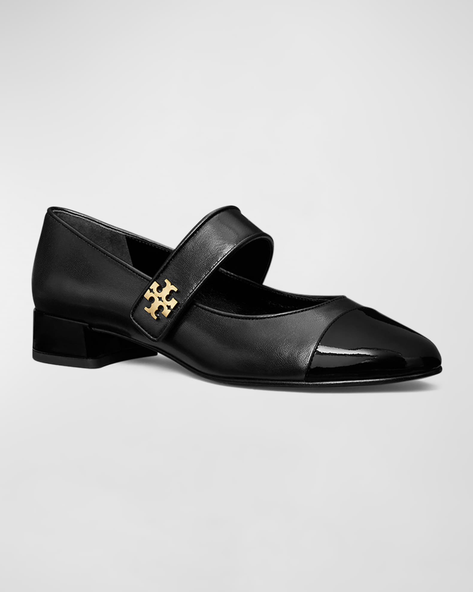 Mary Jane Cap-Toe Leather Ballerina Flats 1