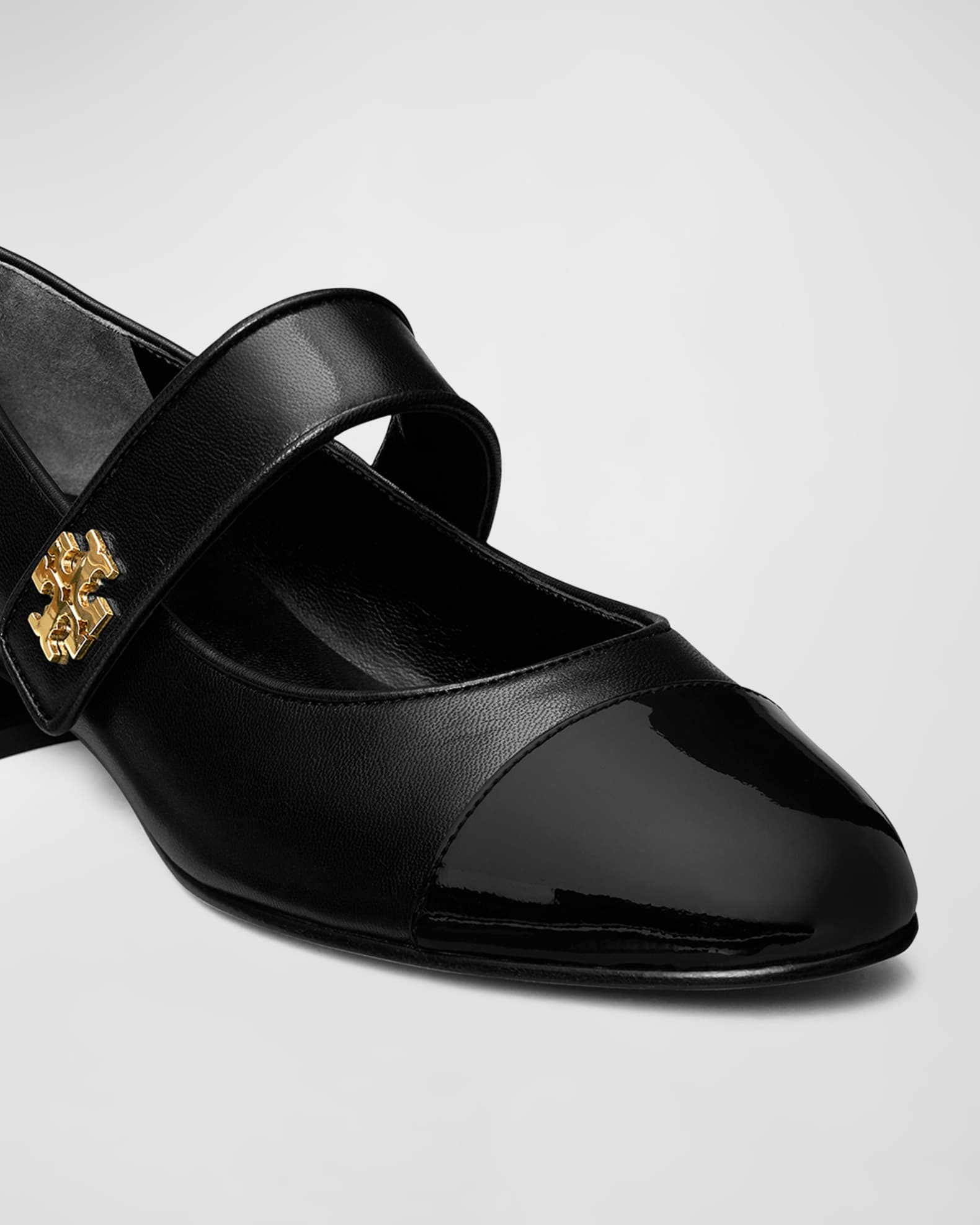 Tory Burch Mary Jane Cap Toe Leather Ballerina Flats Neiman Marcus