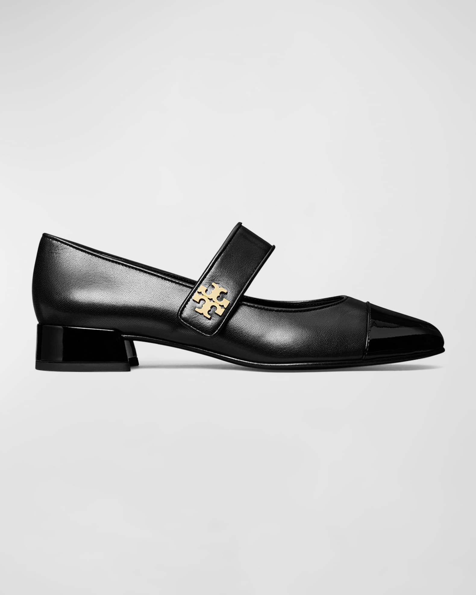 Mary Jane Cap-Toe Leather Ballerina Flats 0