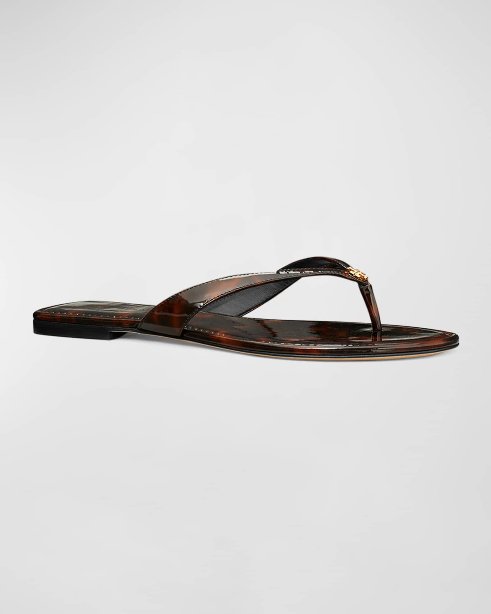 Metallic leather flip flops sales