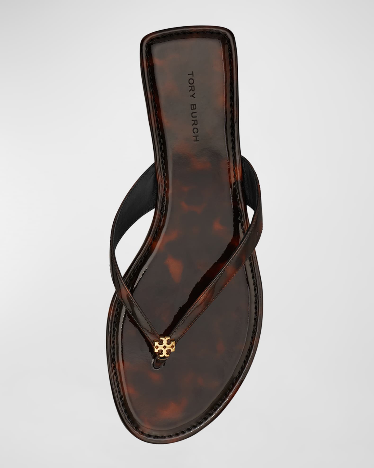 Tortoiseshell Leather Flip Flop Sandals