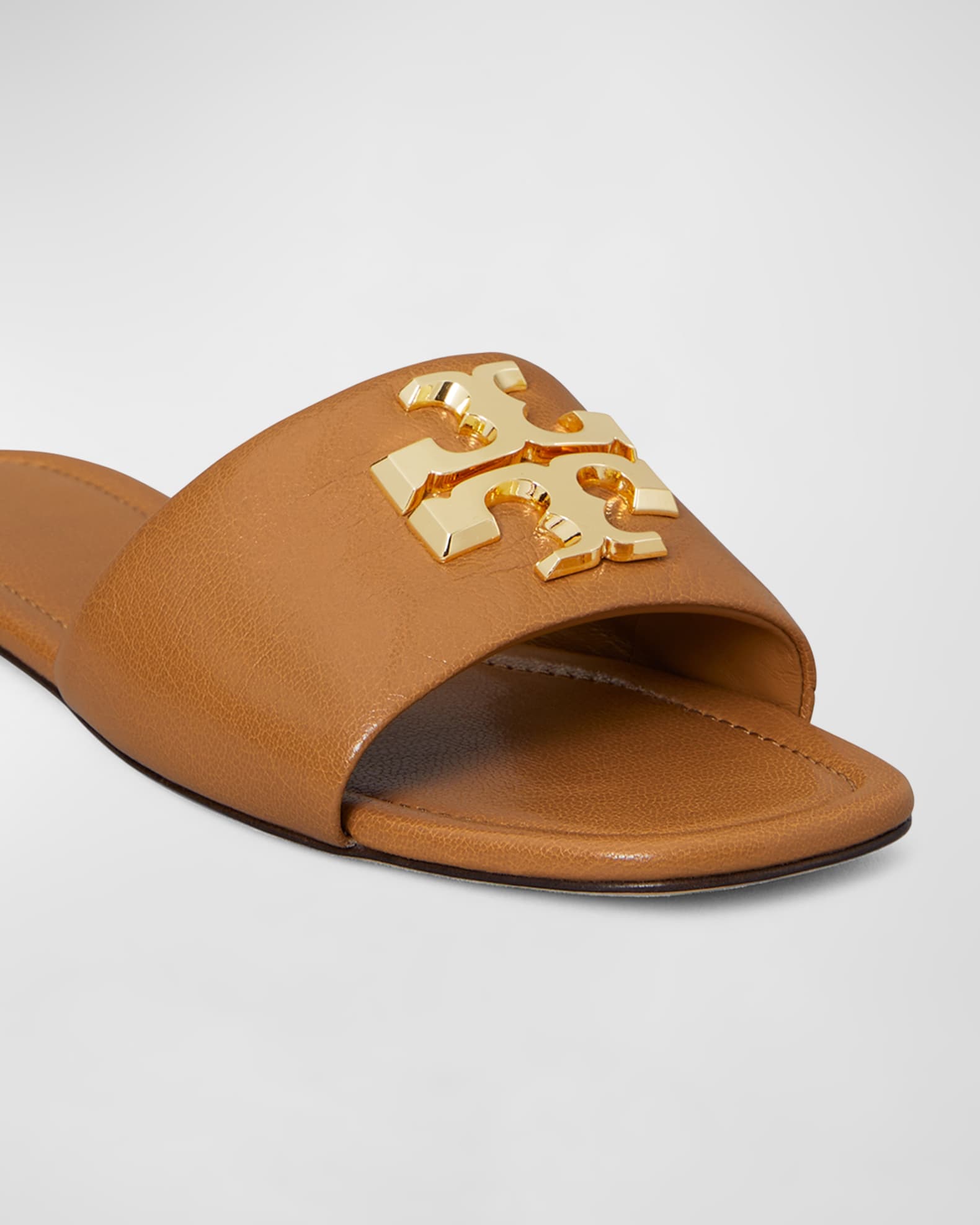 Tory Burch Eleanor Leather Medallion Flat Slide Sandals