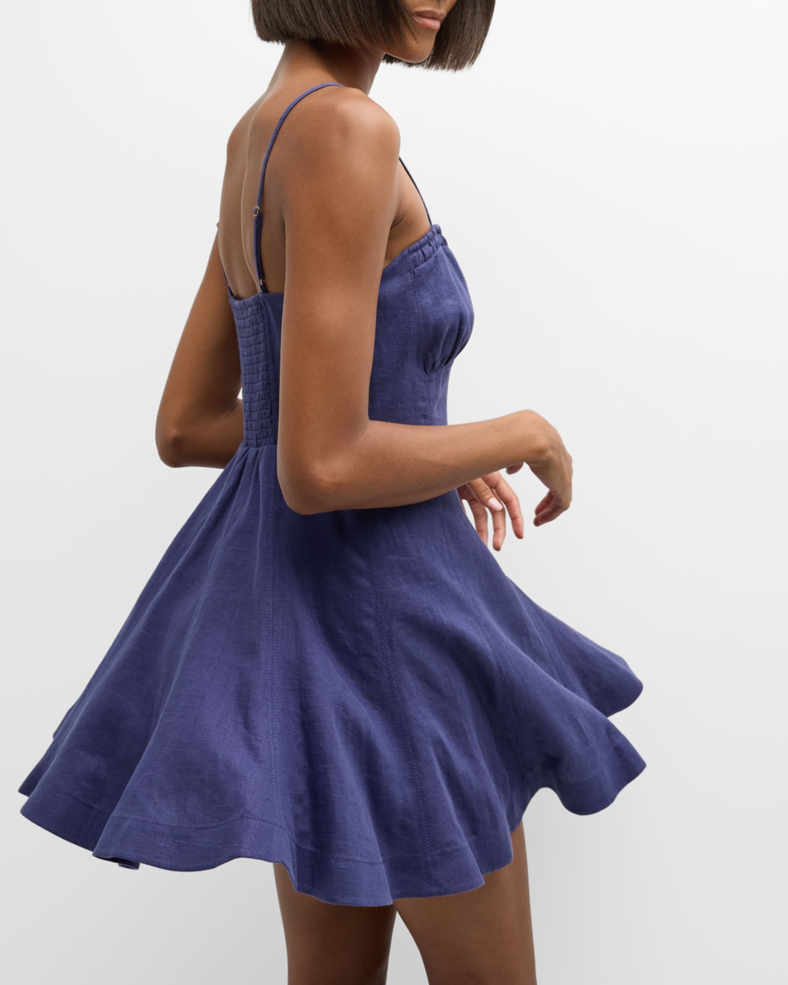 LoveShackFancy Shai Sweetheart Linen Mini Dress | Neiman Marcus