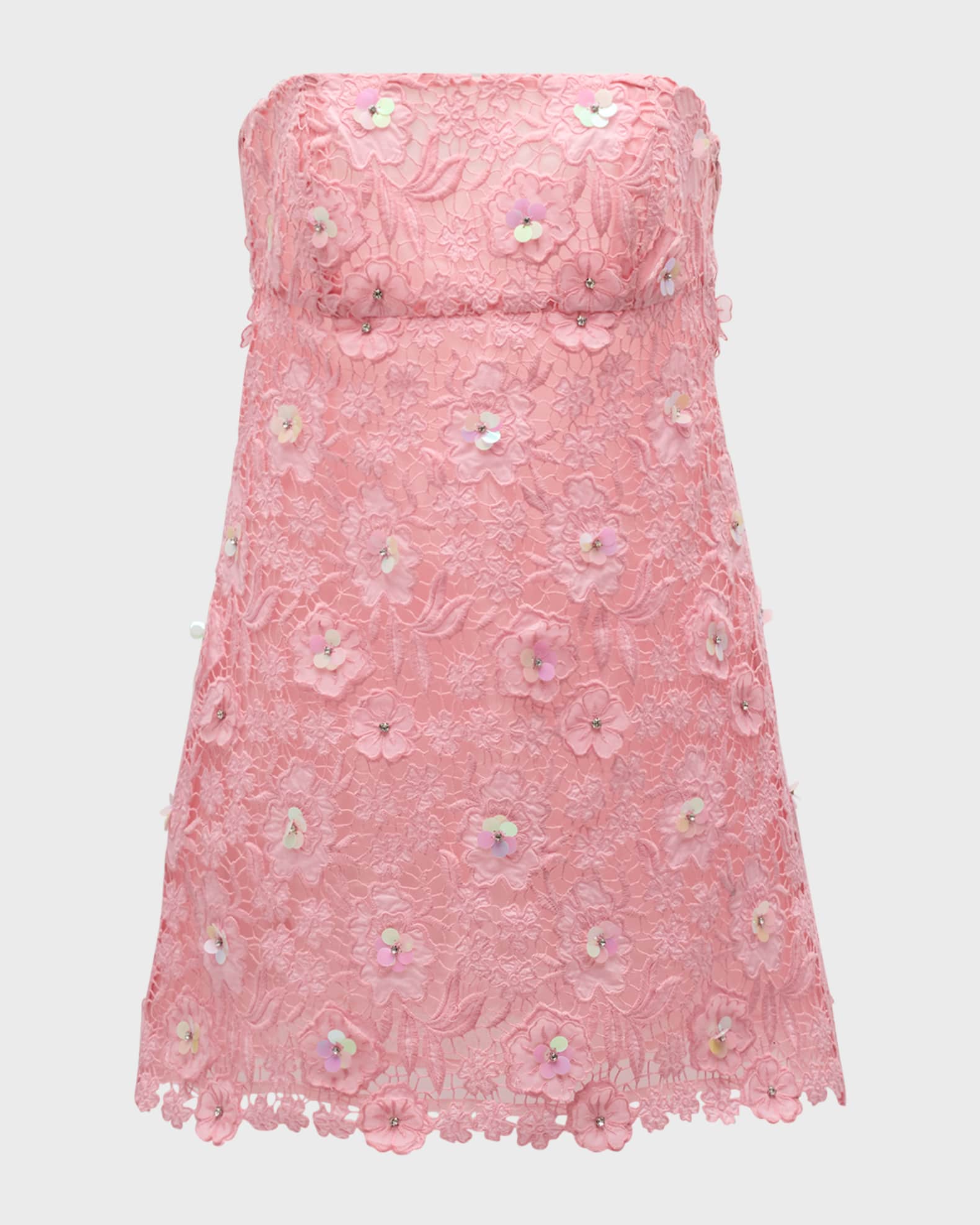 LoveShackFancy Paulinette Iridescent Sequin Strapless Mini Dress