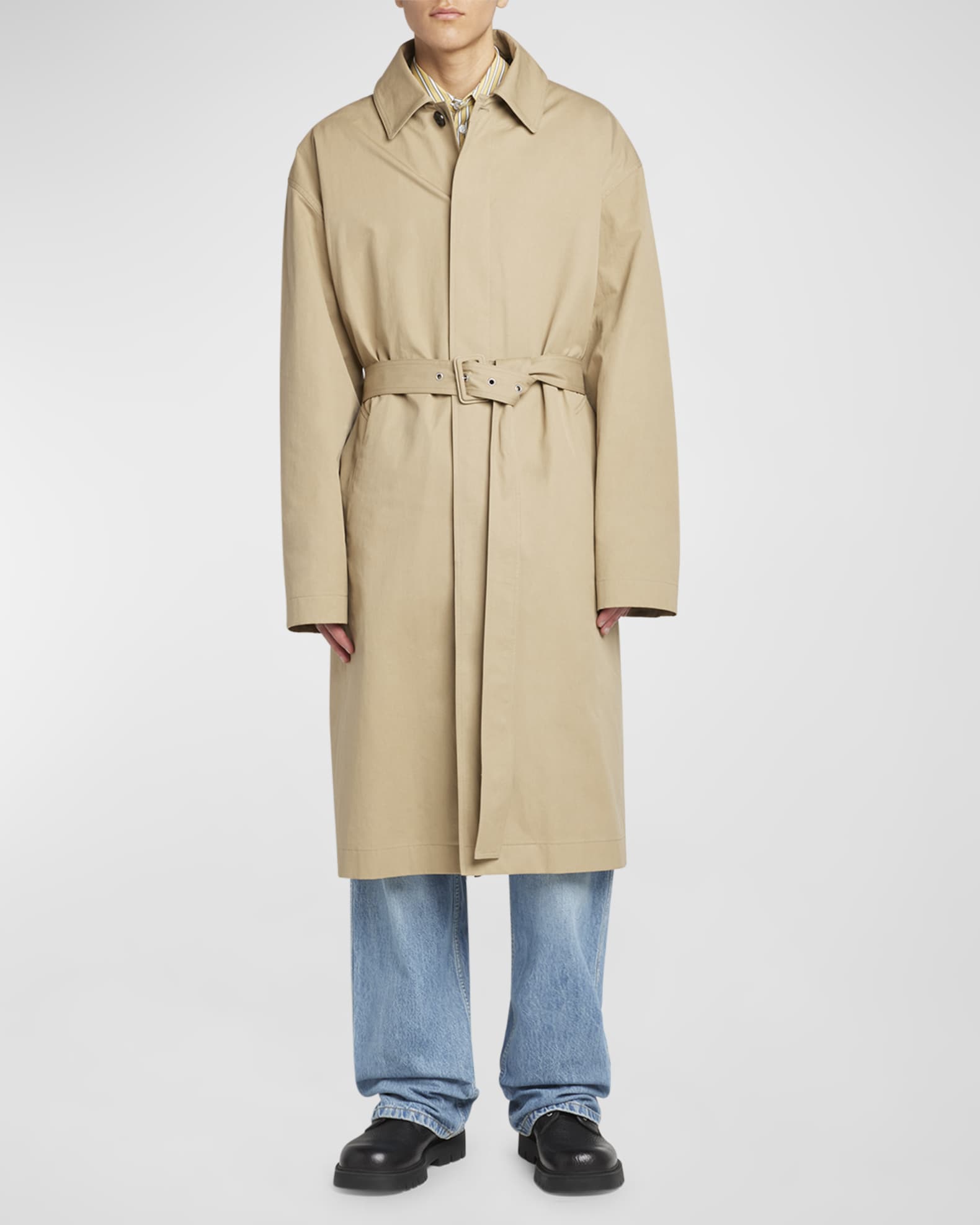Men's Check-Lined Twill Trench Coat 1