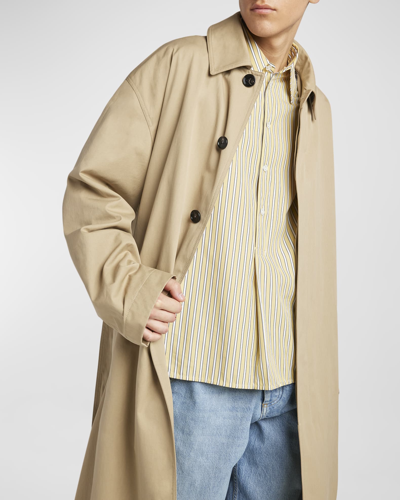 トレンチコート Bottega Veneta Twill Oversized Trench Coat Bottega Veneta Men's Check-Lined Twill Trench Coat | Neiman