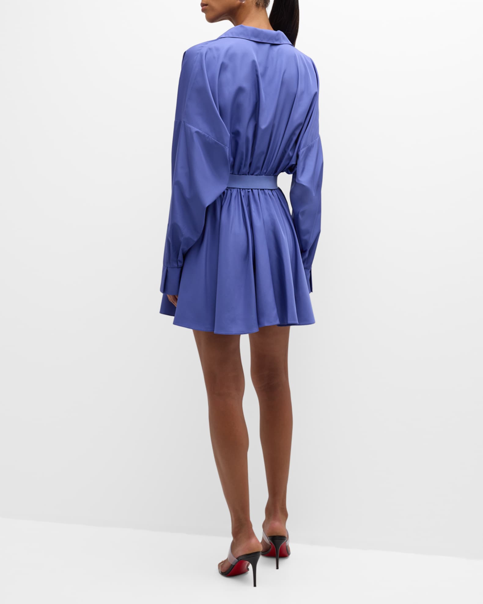 ワンピース NORMA KAMALI Woman Dress Blue KK2243PLE74951 Norma Kamali Super Oversized Boyfriend Mini Shirtdress