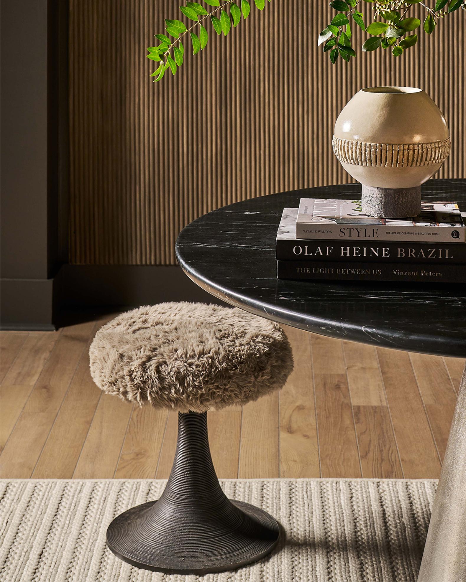 Universal Furniture Kira Faux Fur Stool | Neiman Marcus