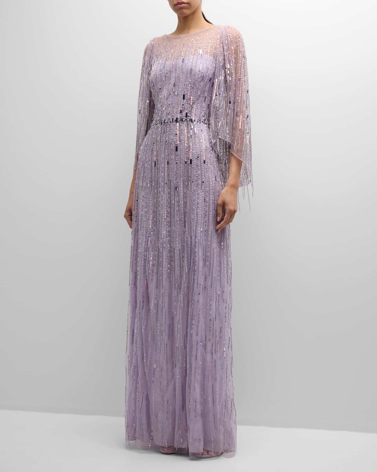 Rhapsody Sequin Embellished Gown with Illusion Neckline