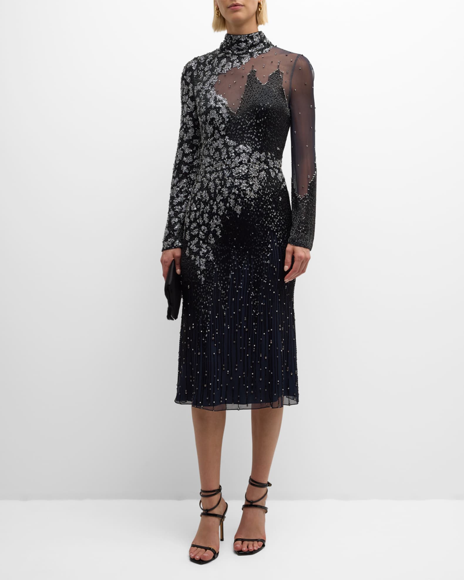 Starman Sequined Crystal Boatneck Gown