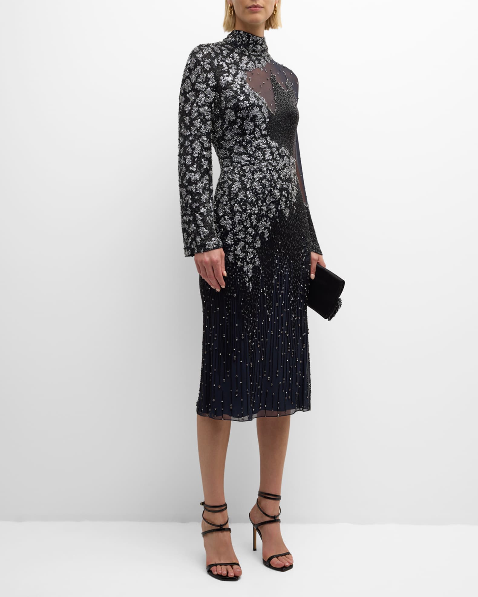 Starman Sequined Crystal Boatneck Gown