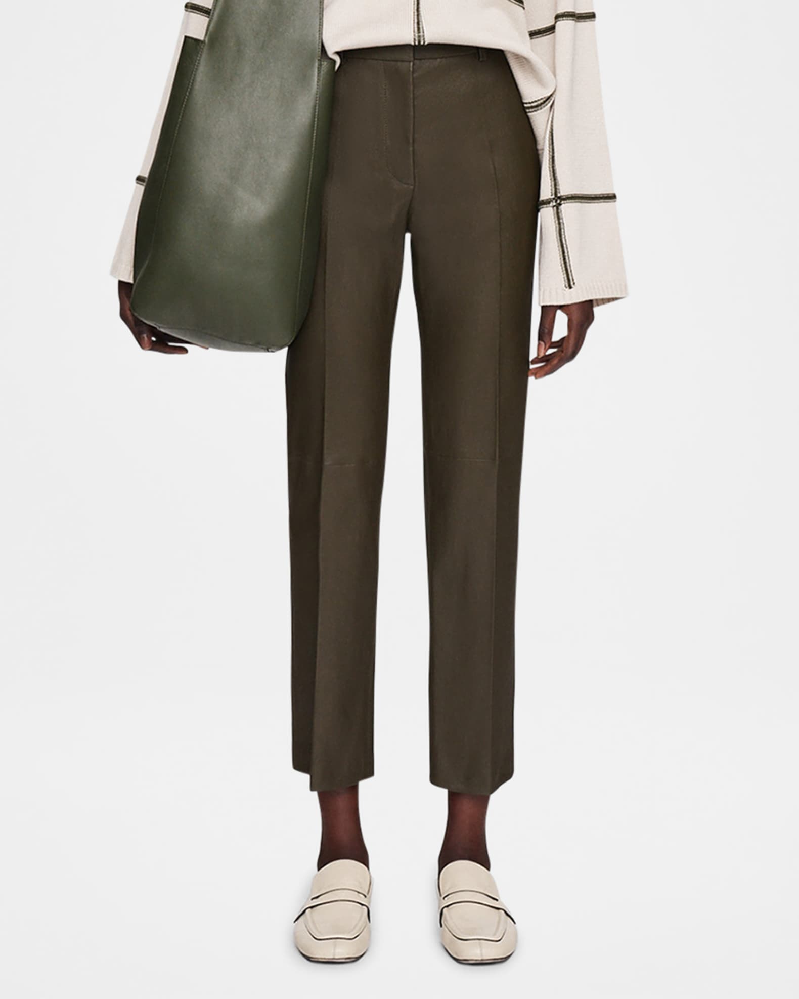 Coleman Cropped Stretch Leather Pants 1