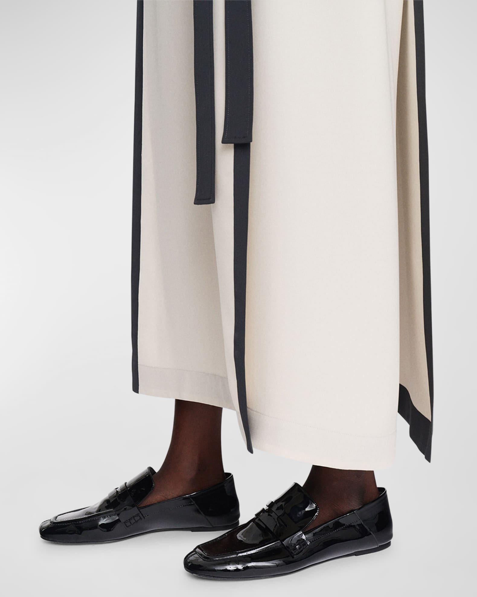 Joseph Muguet Contrast-Trim Silk Crepe Midi Dress | Neiman Marcus
