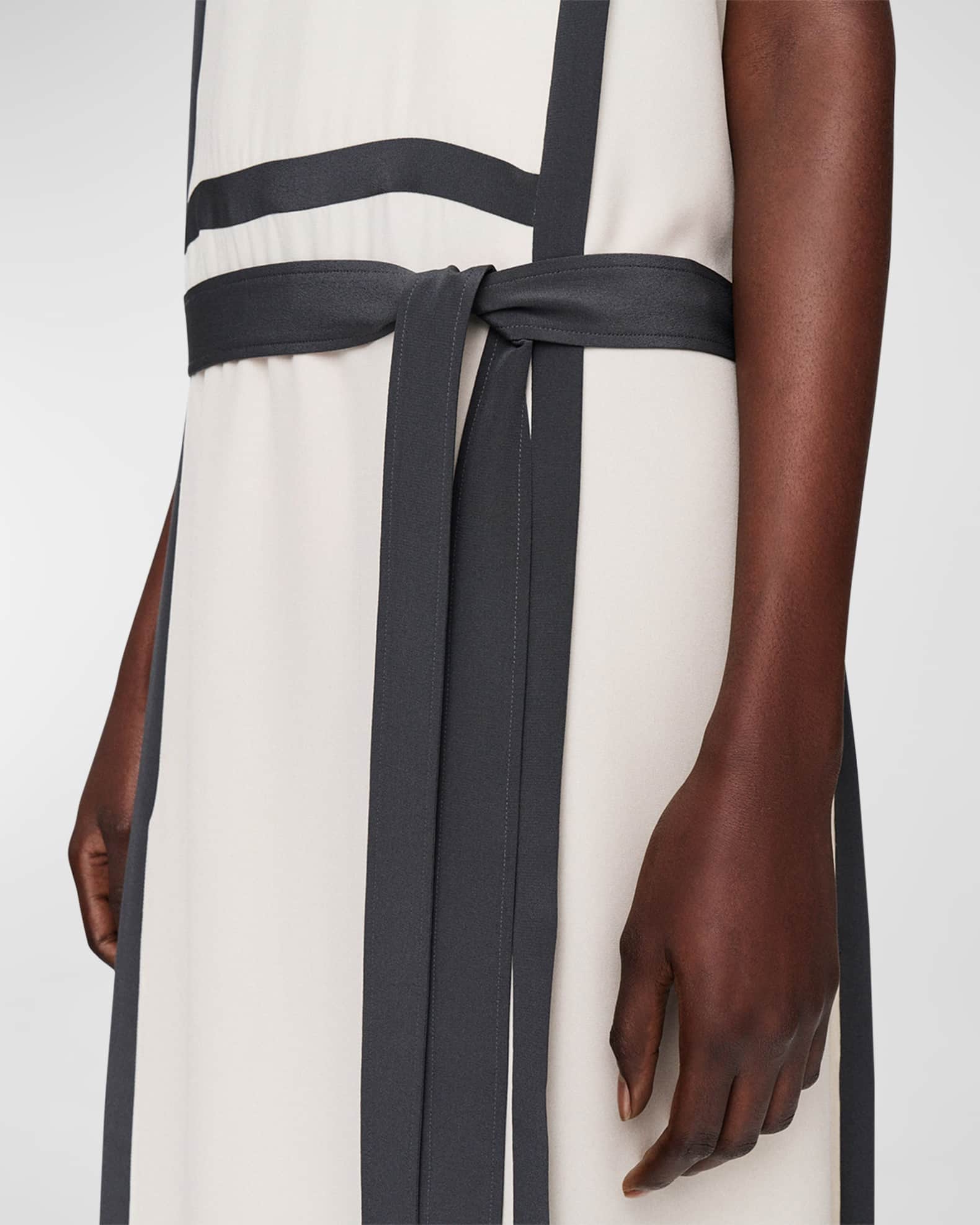 Joseph Muguet Contrast-Trim Silk Crepe Midi Dress | Neiman Marcus