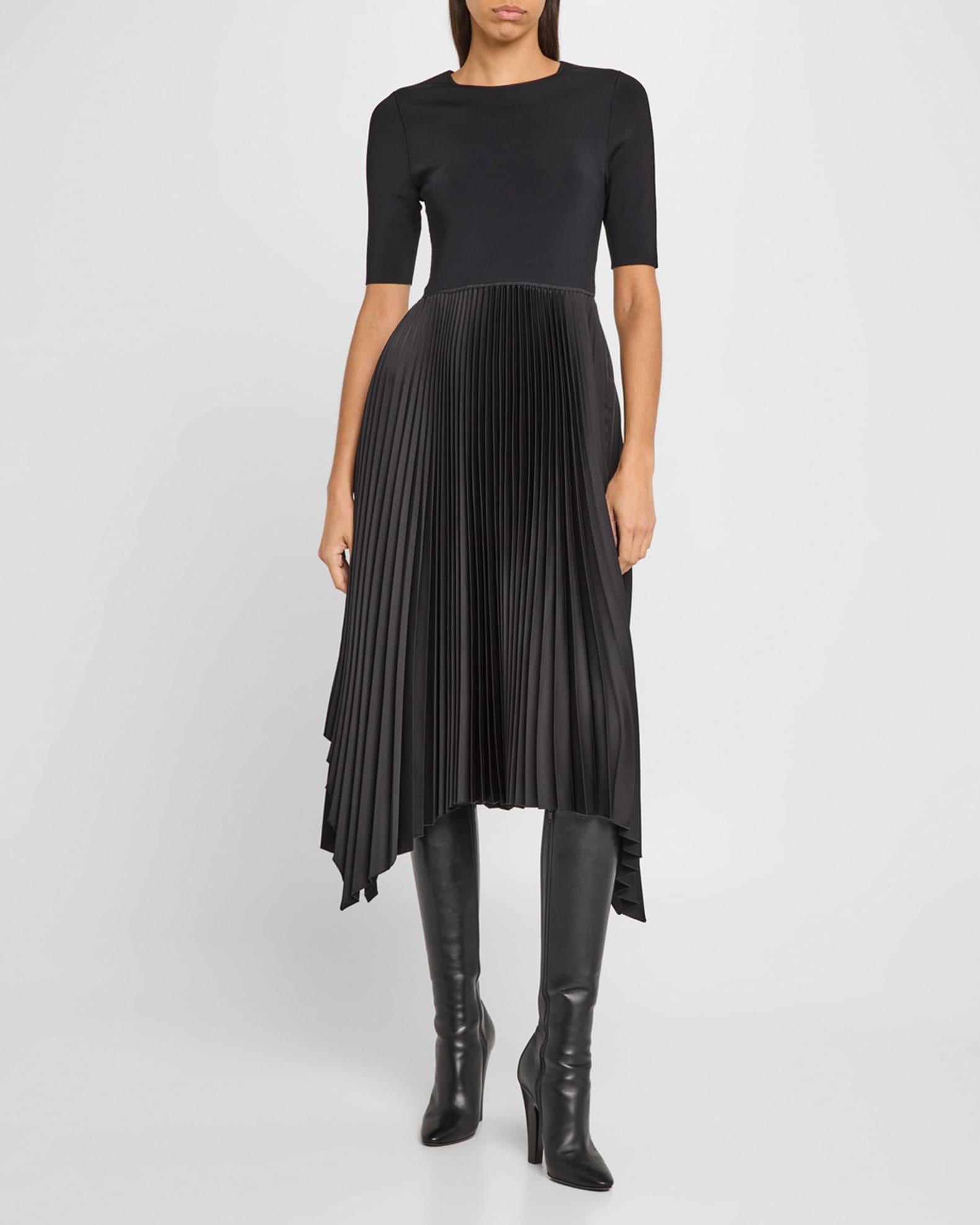 Darno Pleated Handkerchief Midi Dress 1