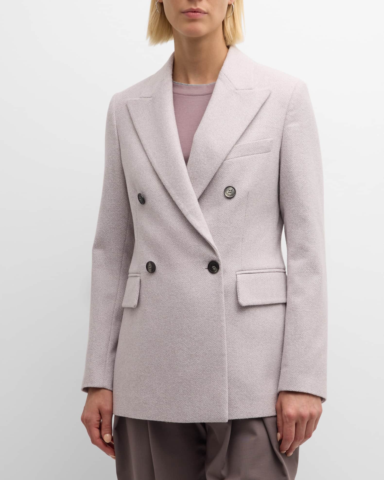 Double Breasted Herringbone Blazer