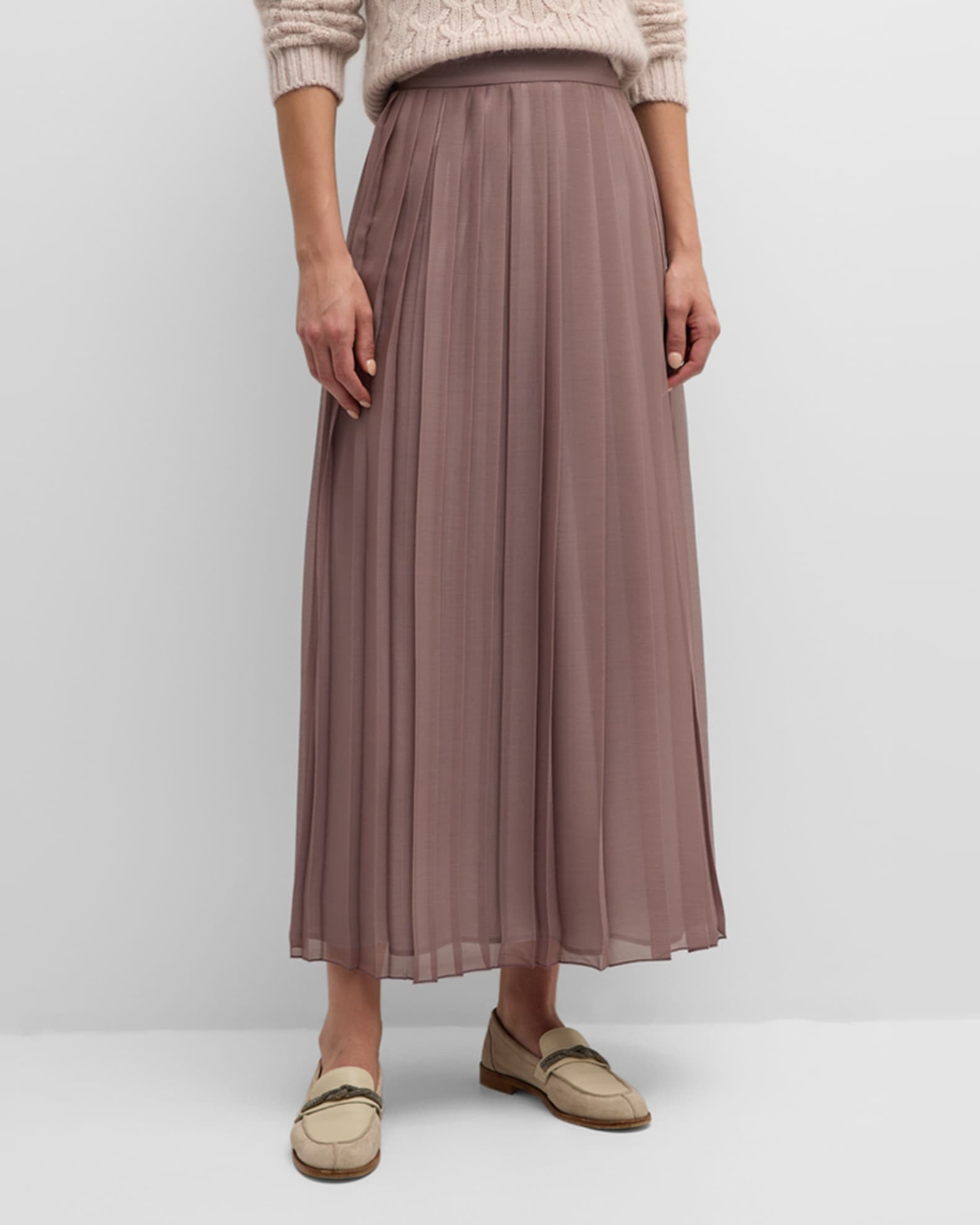 Pleated A Line Maxi Skirt