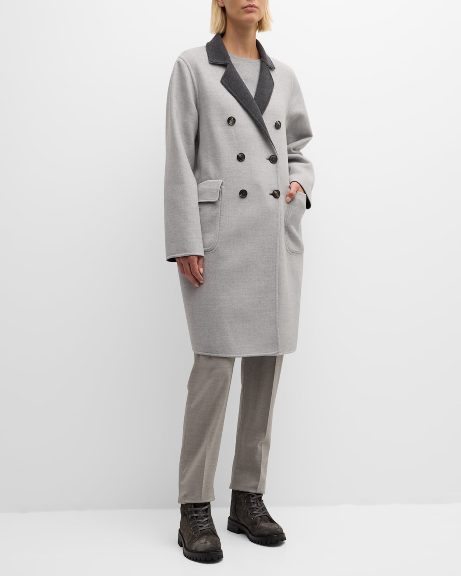 Reversible Double Breasted Wool Coat