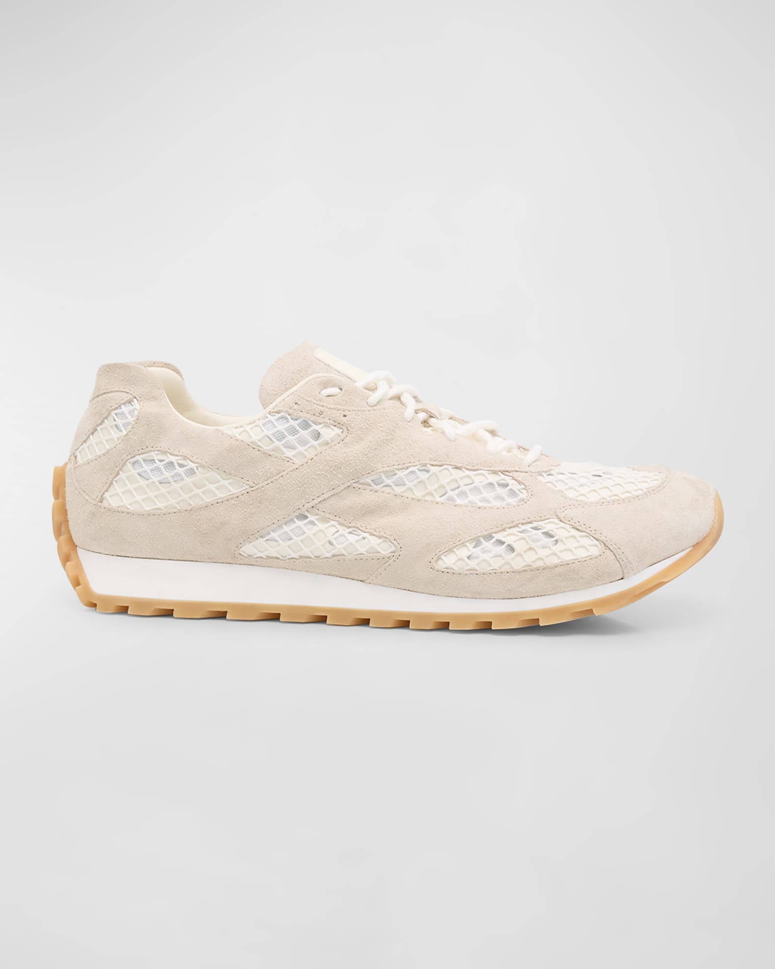 Men's Orbit Aged Leather and Fishnet Runner Sneakers 0