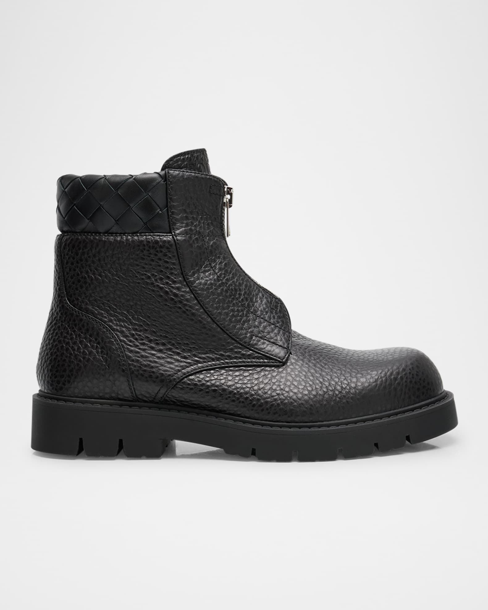Men's Haddock Grained Leather Zipped Ankle Boots 0