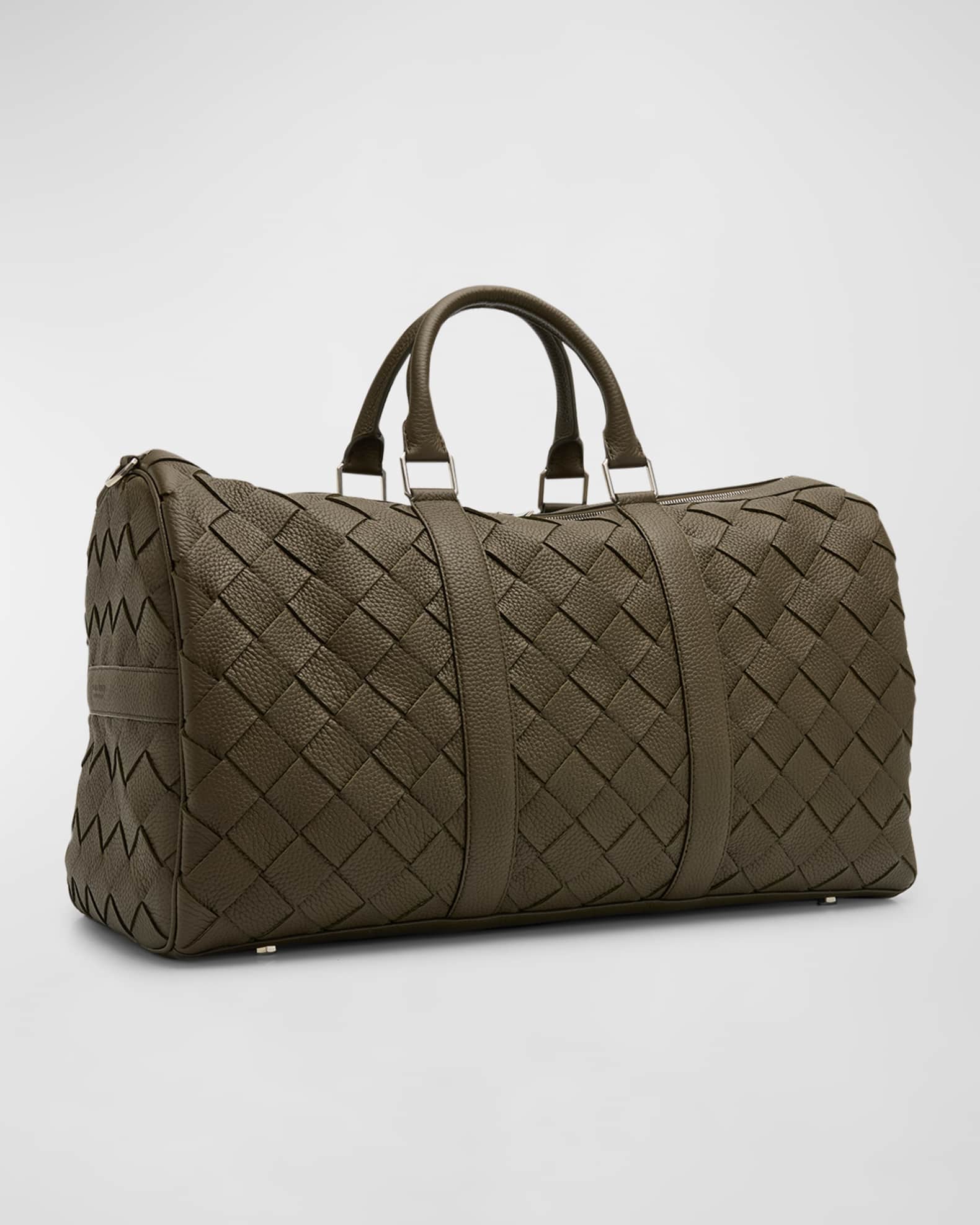 Bottega Veneta Men s Intrecciato Grained Leather Duffel Bag Neiman Marcus