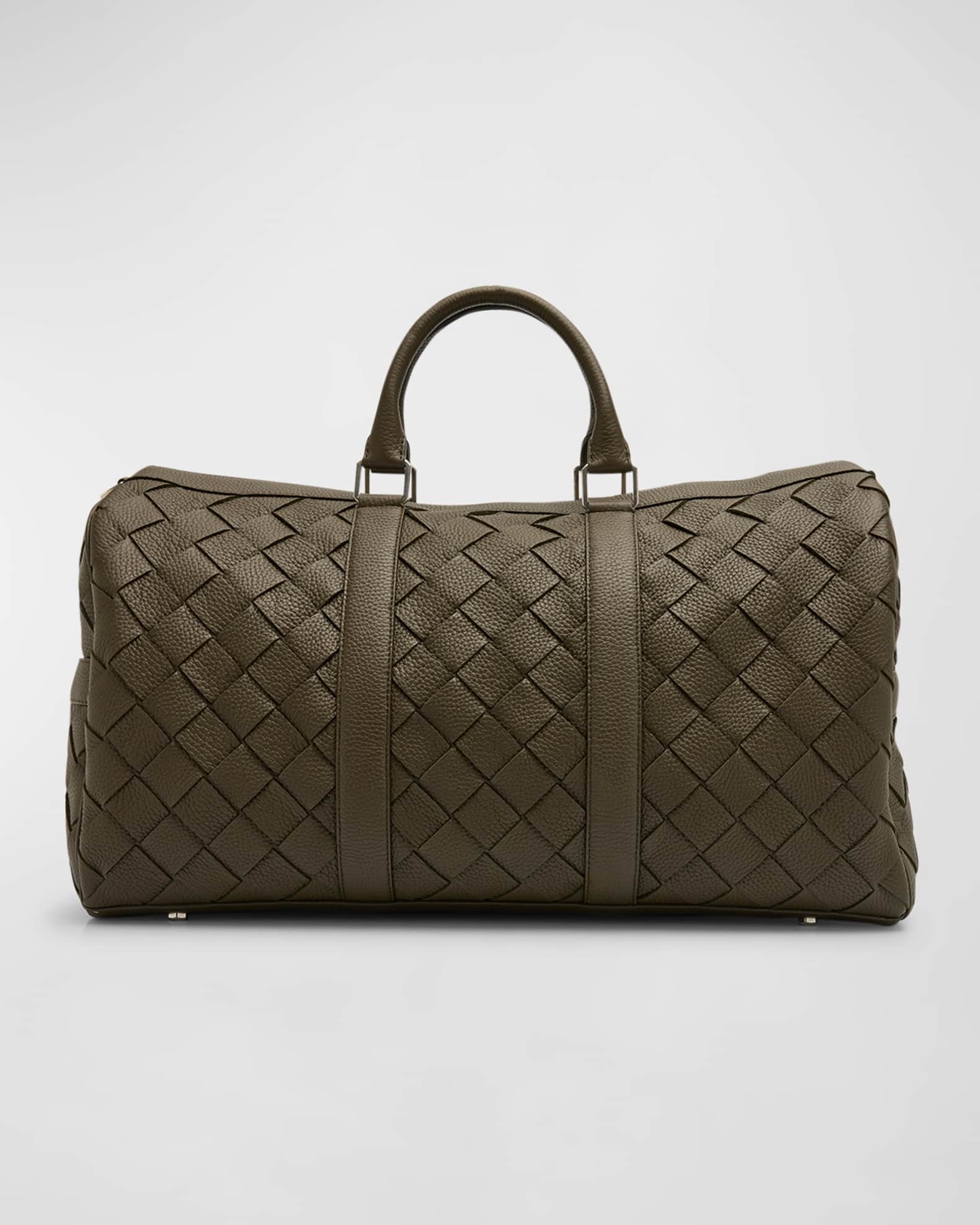 Men's Intrecciato Grained Leather Duffel Bag 0