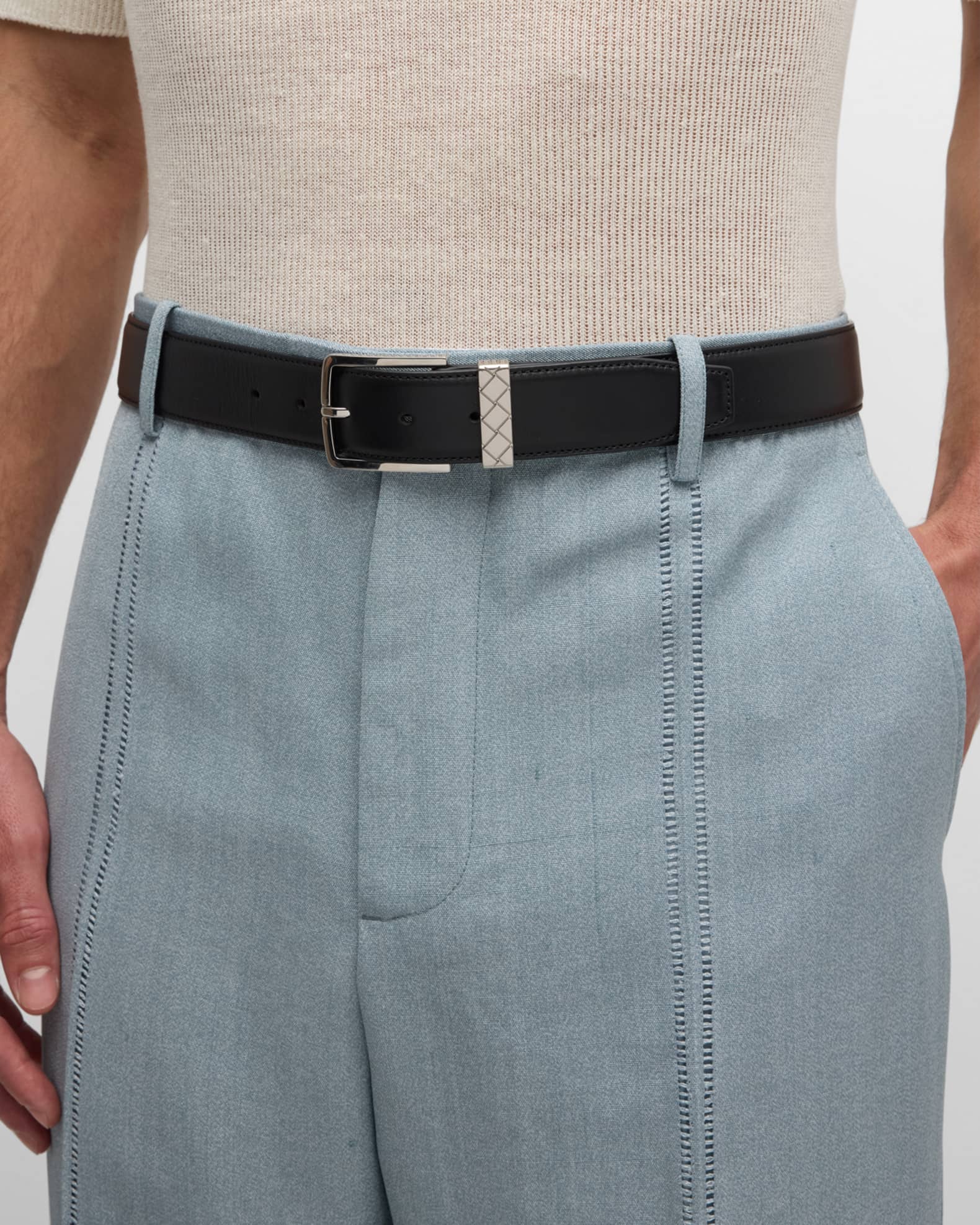 Bottega Veneta Men s Intreccio Leather Belt