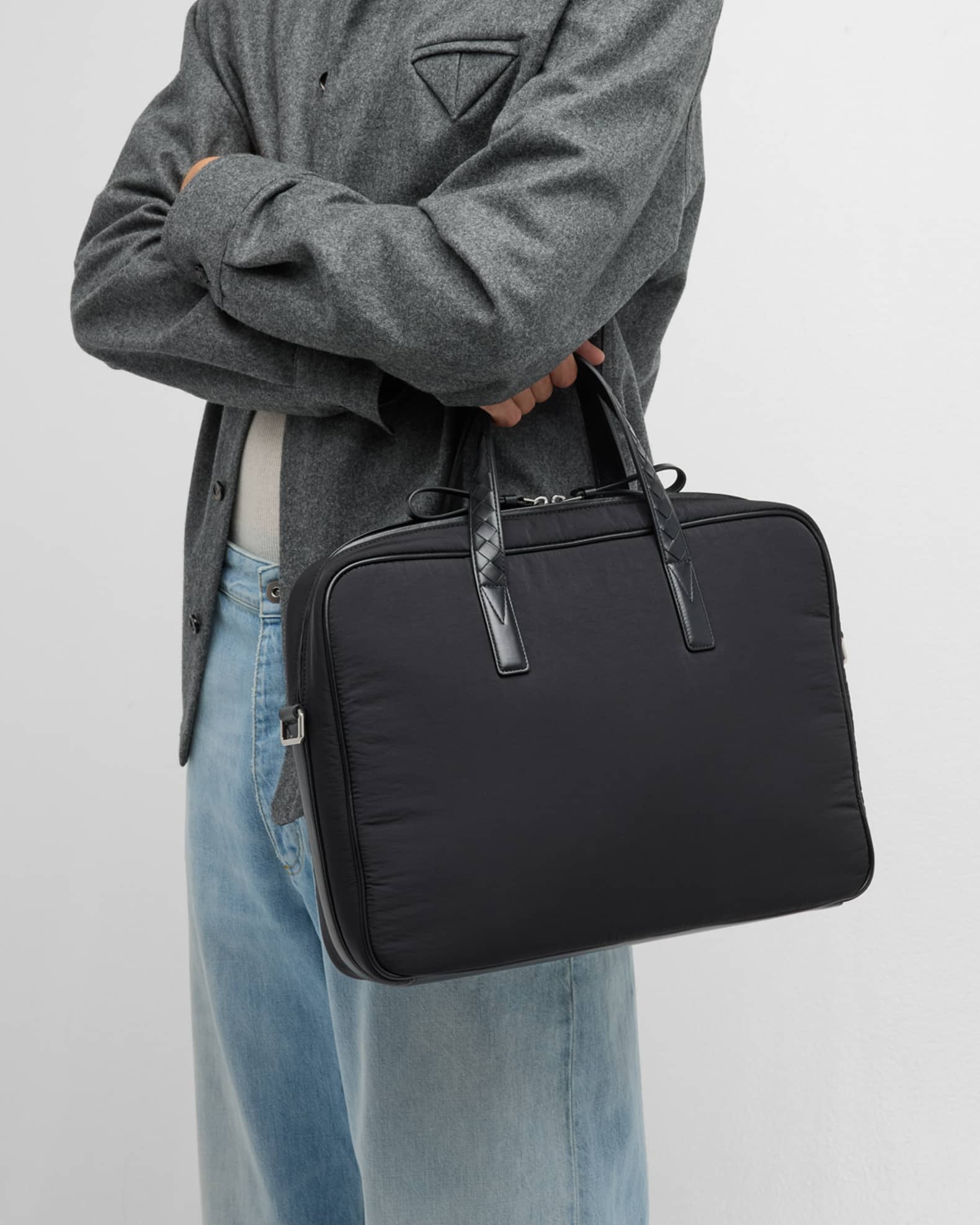 Bottega Veneta Men's Crossroad Padded Nylon Briefcase Bottega Veneta Men's Crossroad Padded Nylon Briefcase