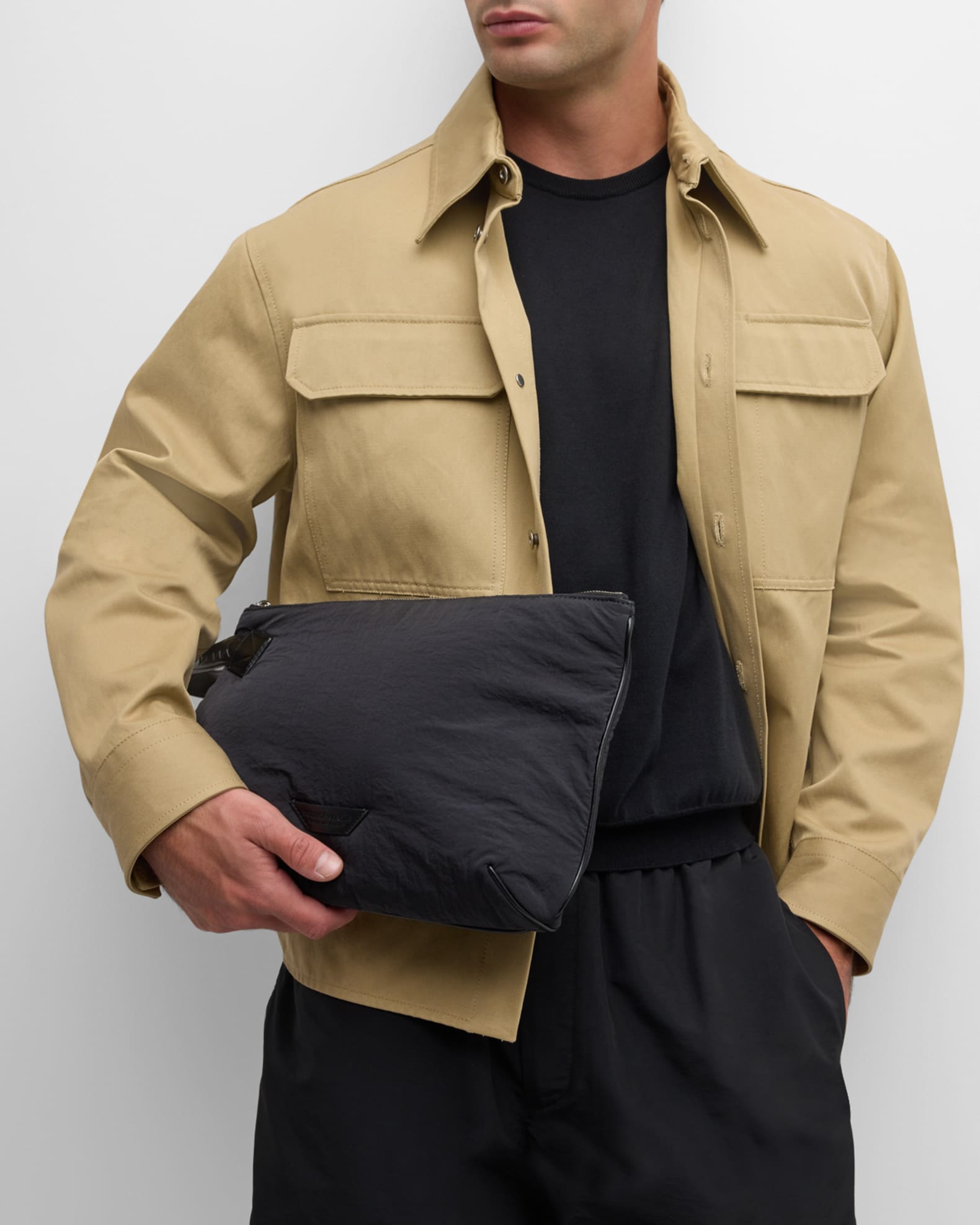 Bottega Veneta Men's Crossroad Paper Nylon Small Pouch Bottega Veneta Men's Crossroad Paper Nylon Small Pouch