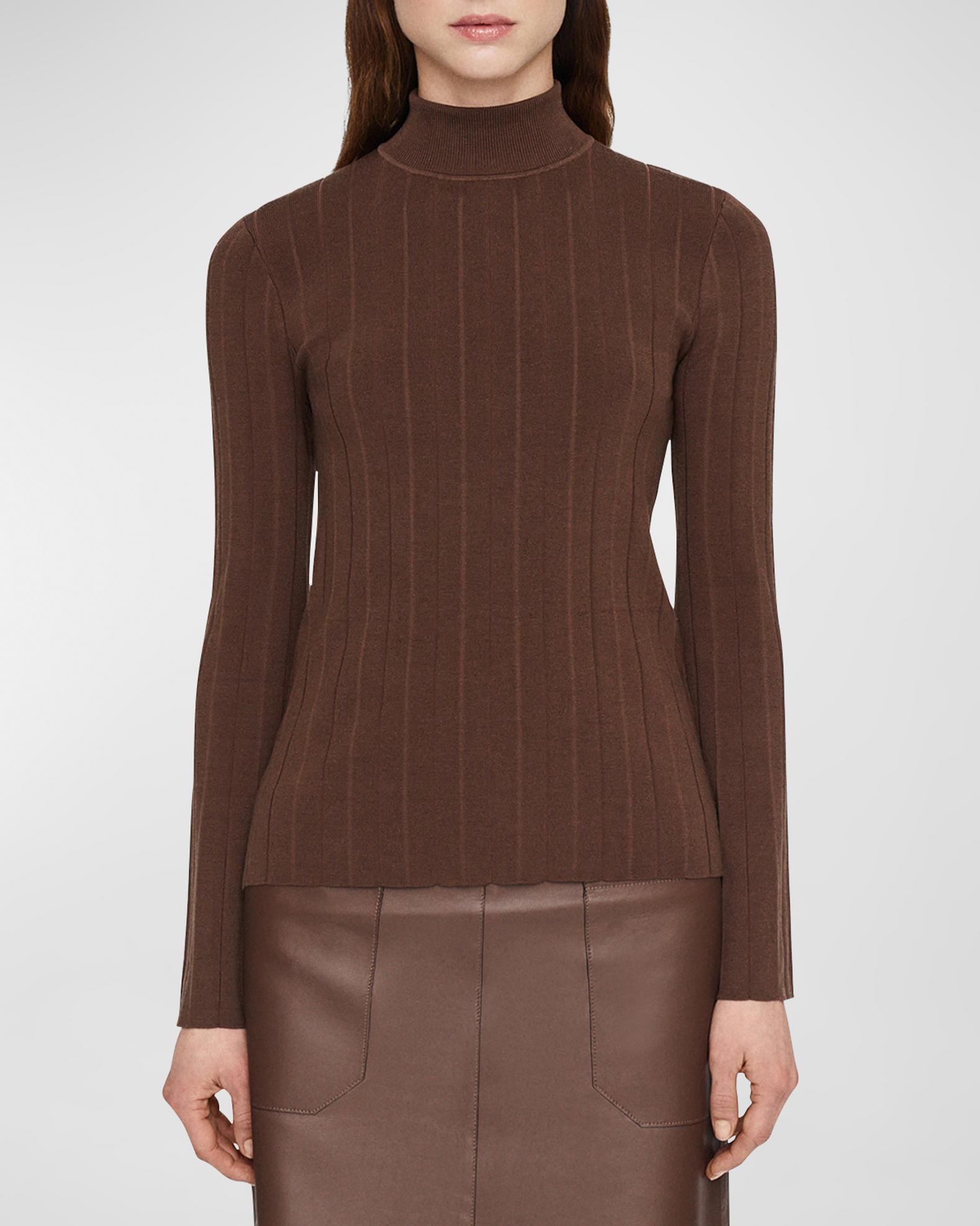 Joseph Mock-Neck Silk Stretch Plisse Sweater | Neiman Marcus
